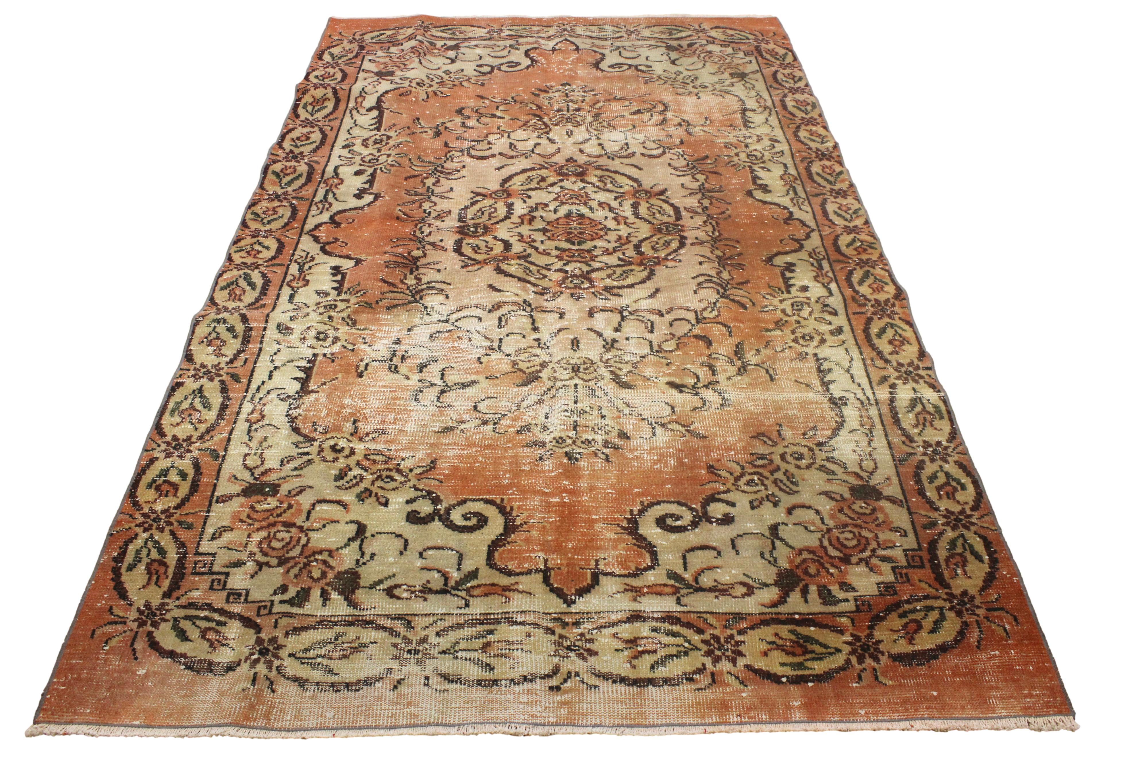 Turkish Vintage Hand-Knotted Wool Rug