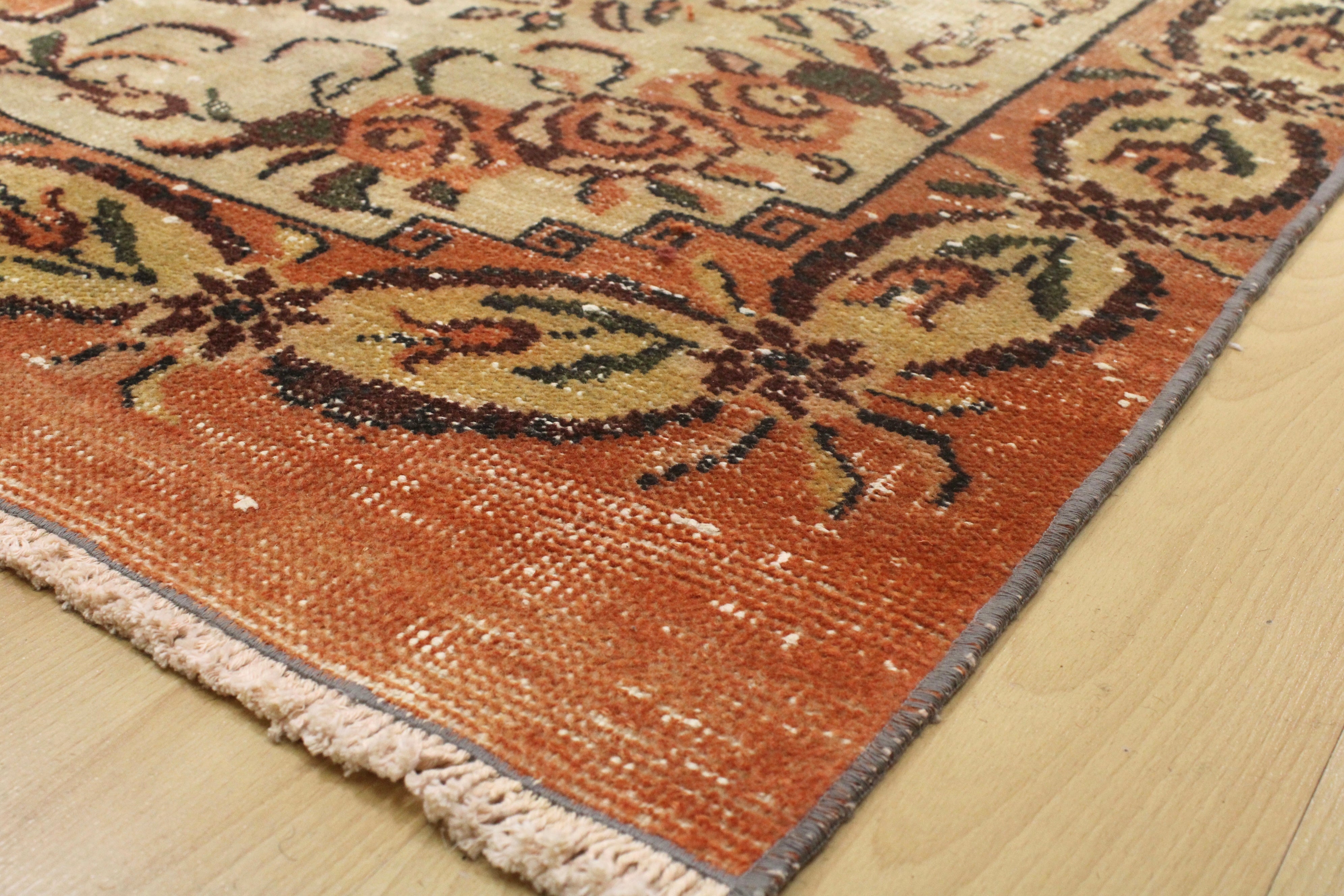 Turkish Vintage Hand-Knotted Wool Rug