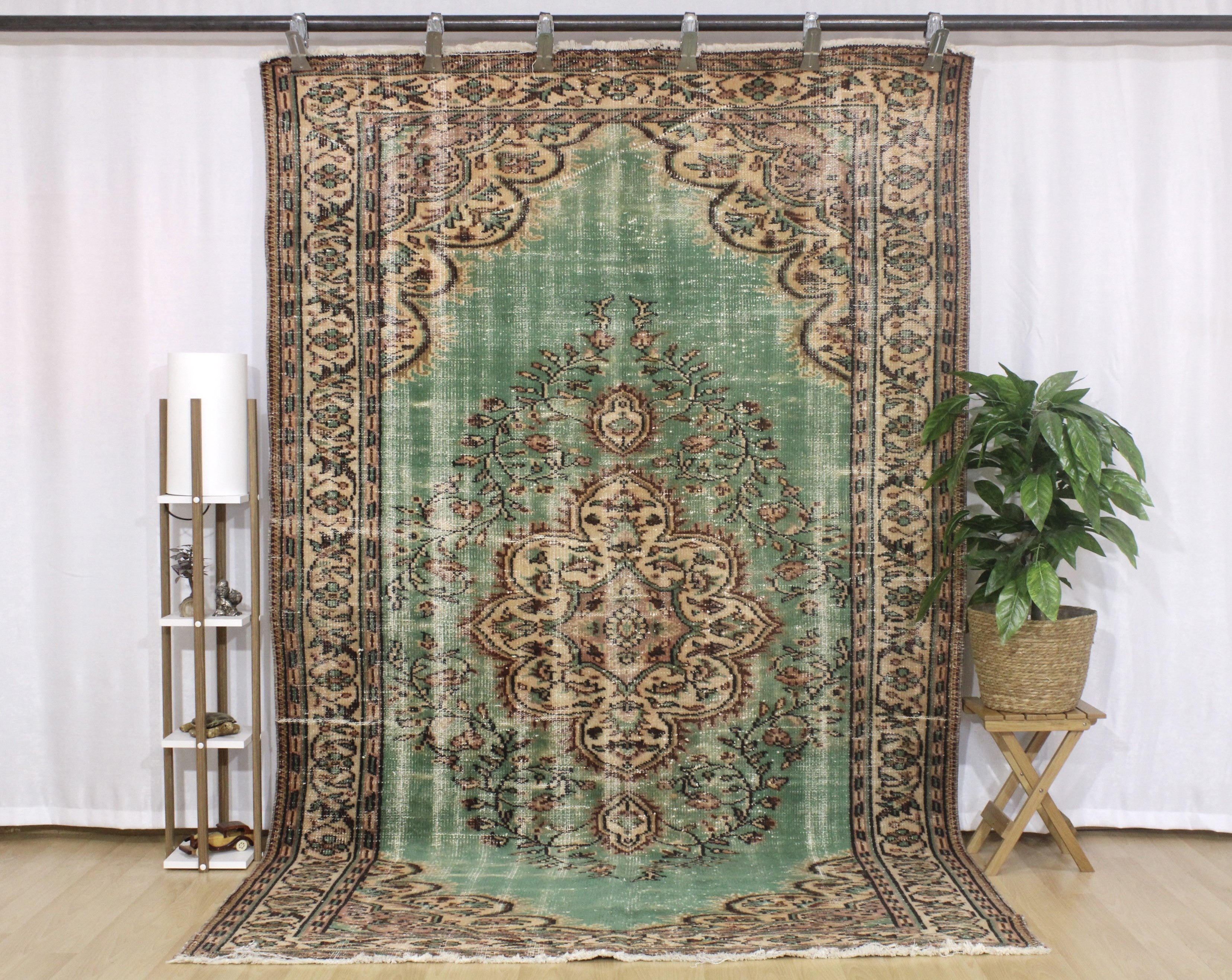 Turkish Vintage Hand-Knotted Wool Rug