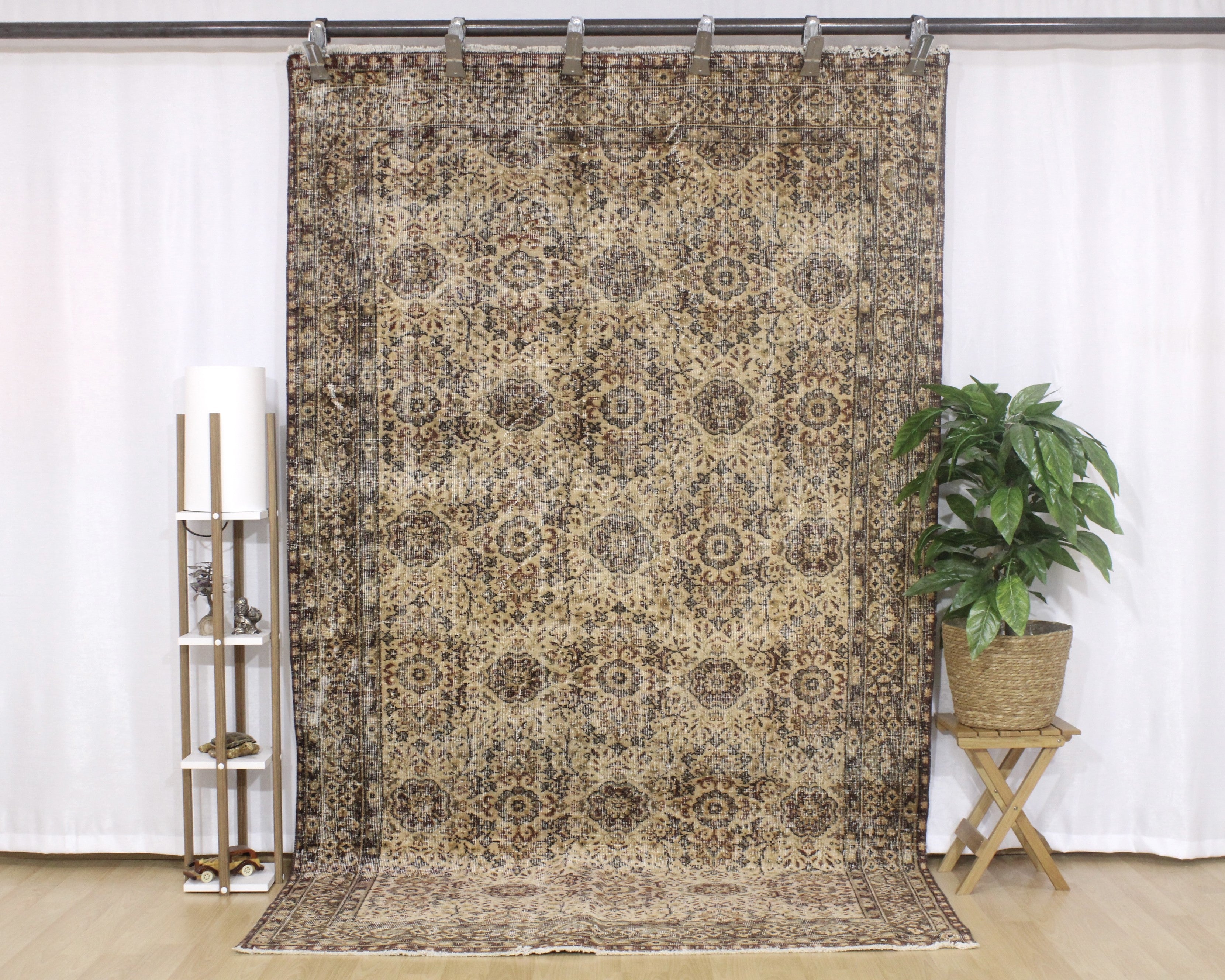 Turkish Vintage Hand-Knotted Wool Rug