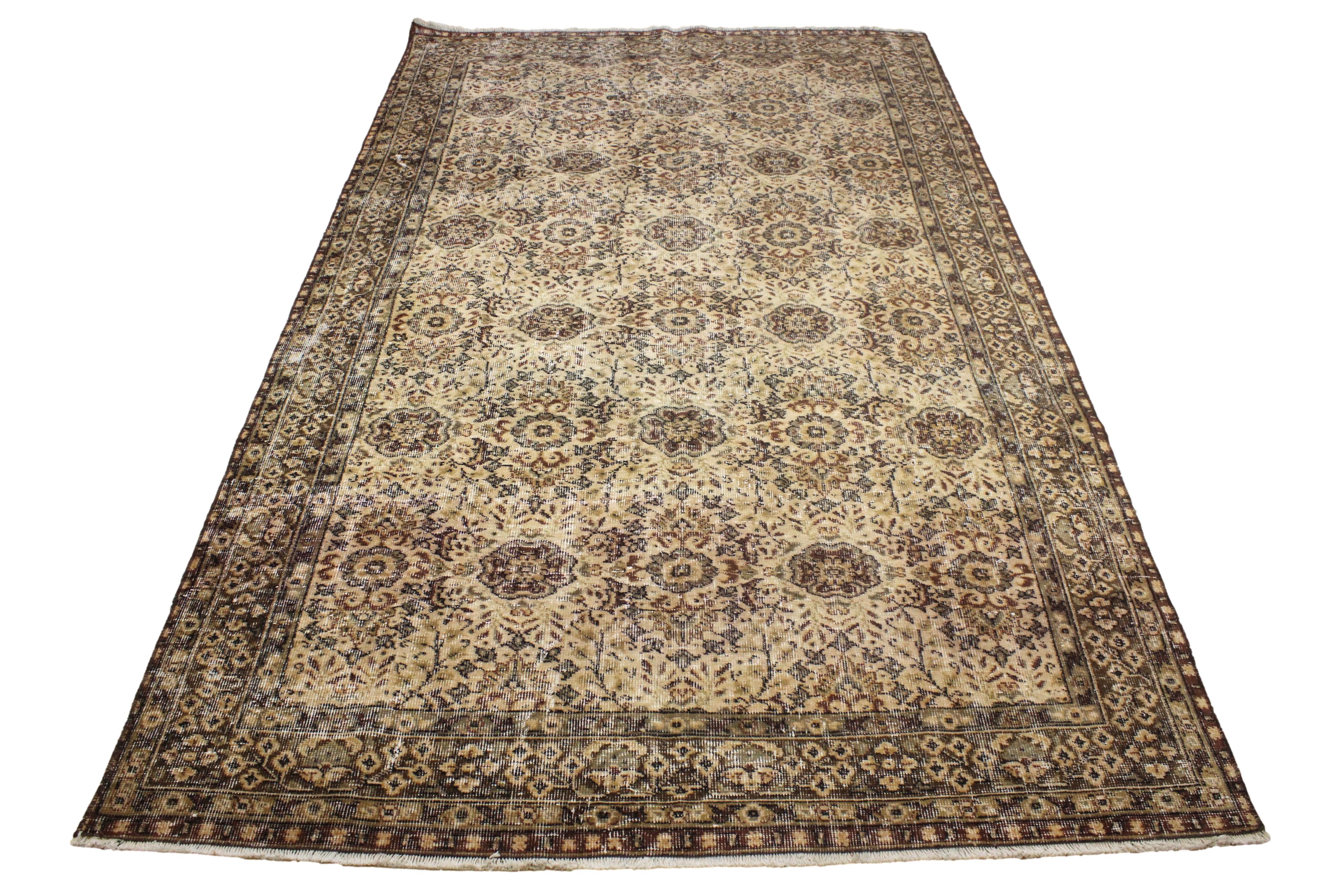 Turkish Vintage Hand-Knotted Wool Rug
