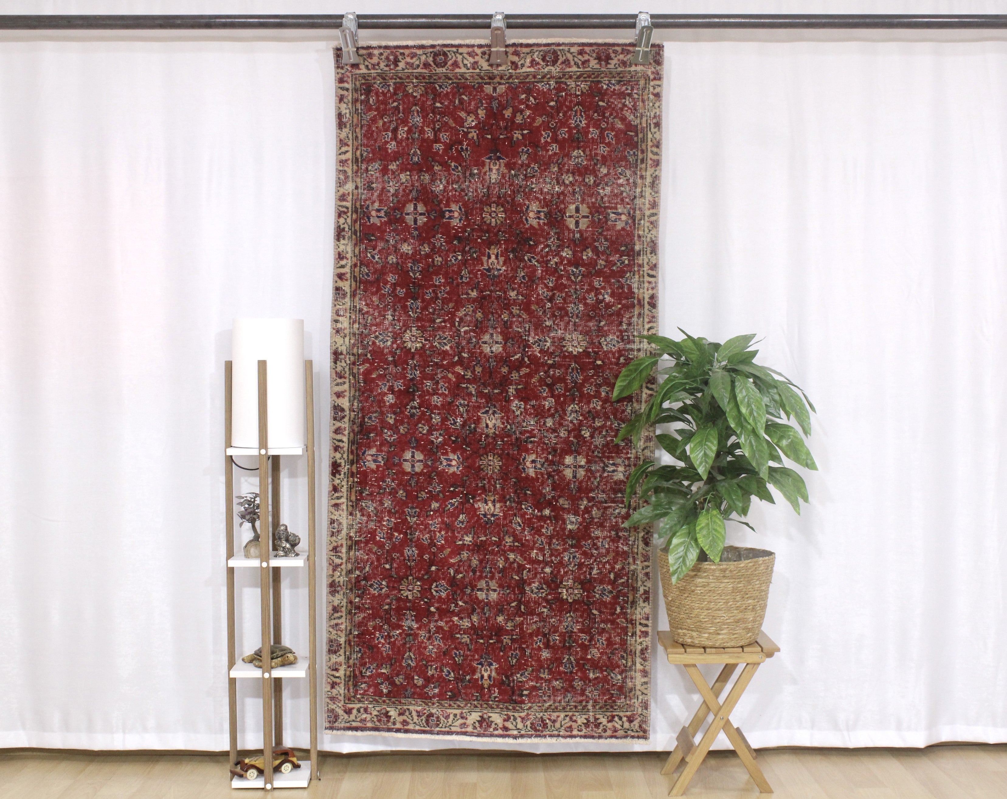 Turkish Vintage Hand-Knotted Wool Rug
