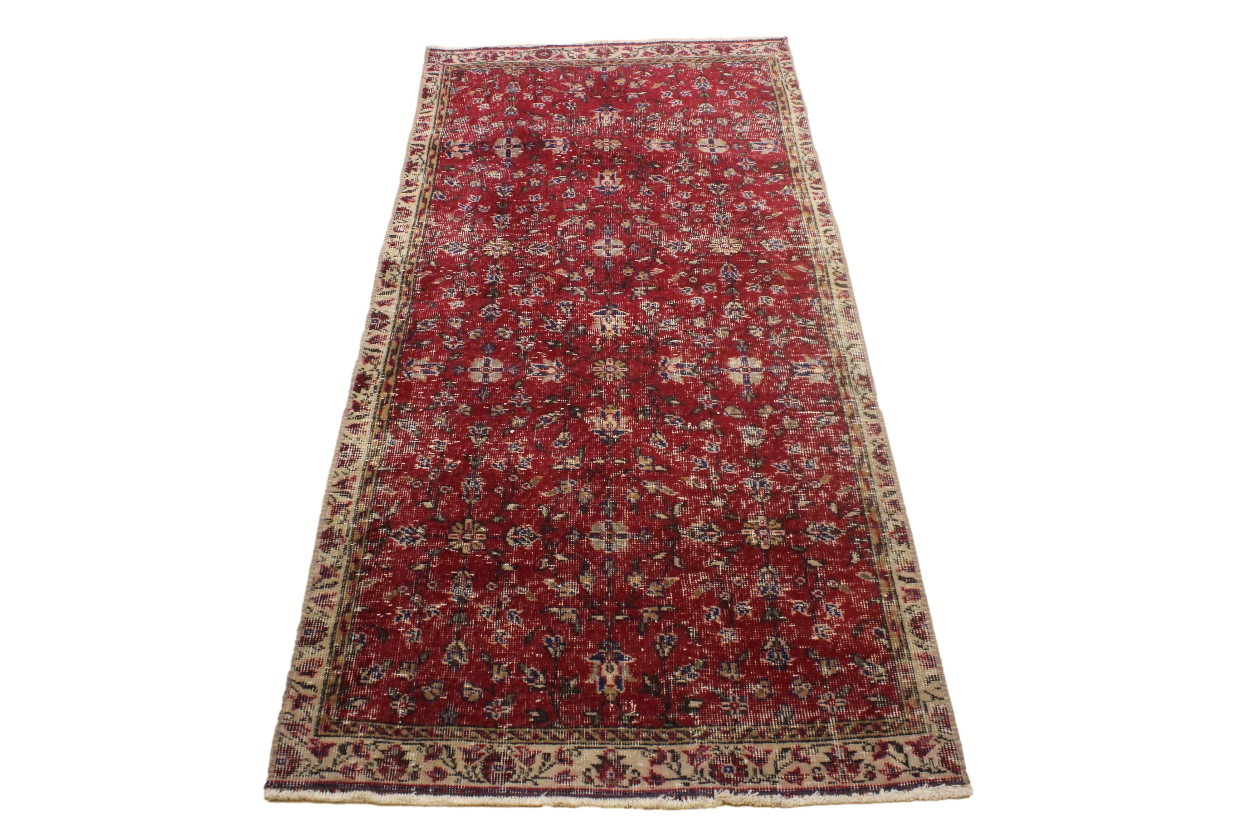 Turkish Vintage Hand-Knotted Wool Rug