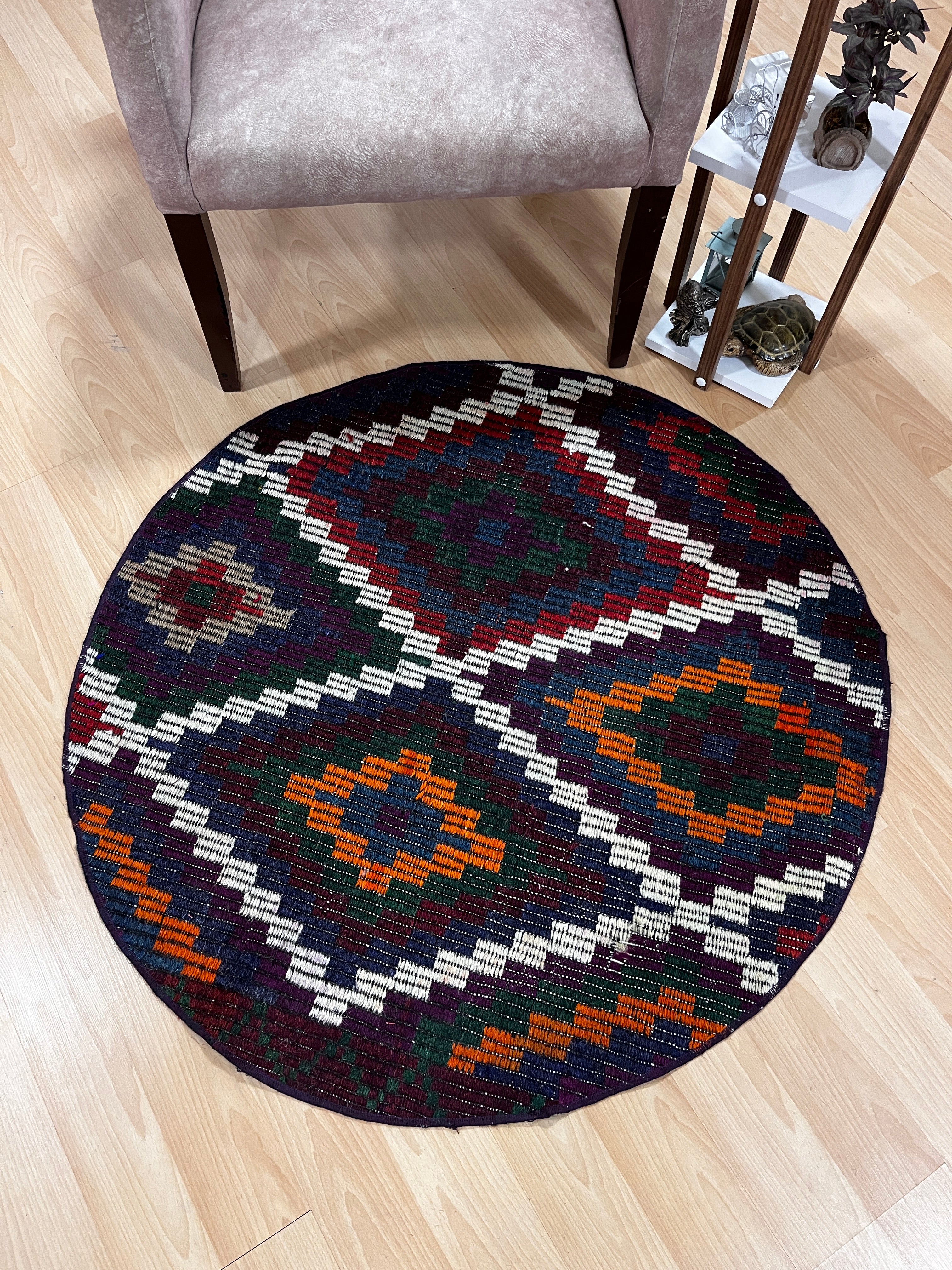 Authentic Handwoven Turkish Round Kilim