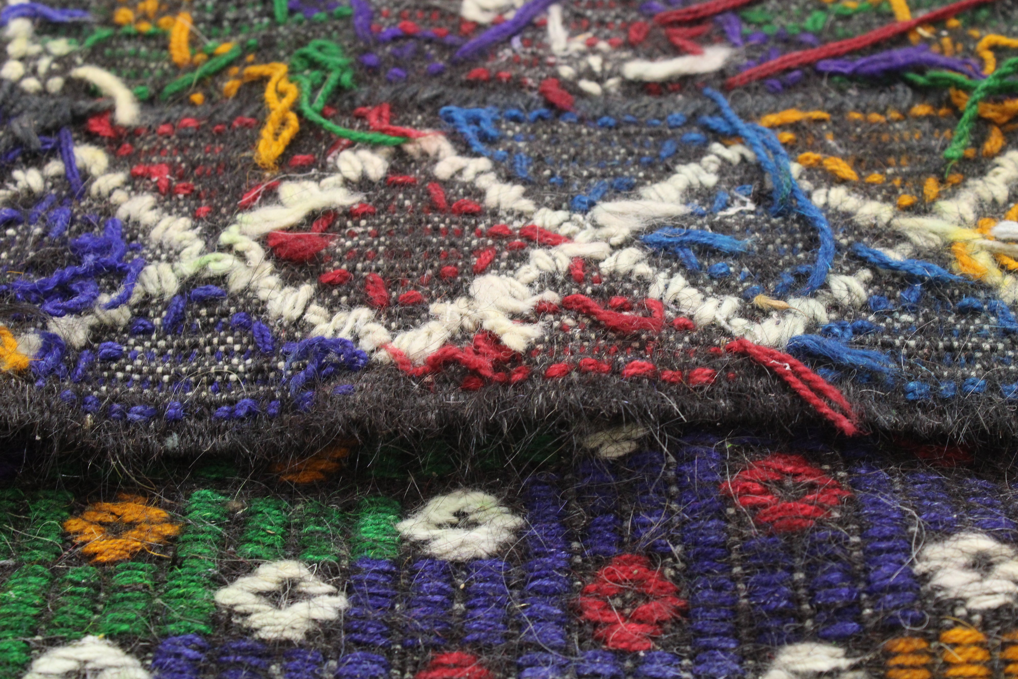 El Dokuma Anadolu Kök Boya Yün Kilim