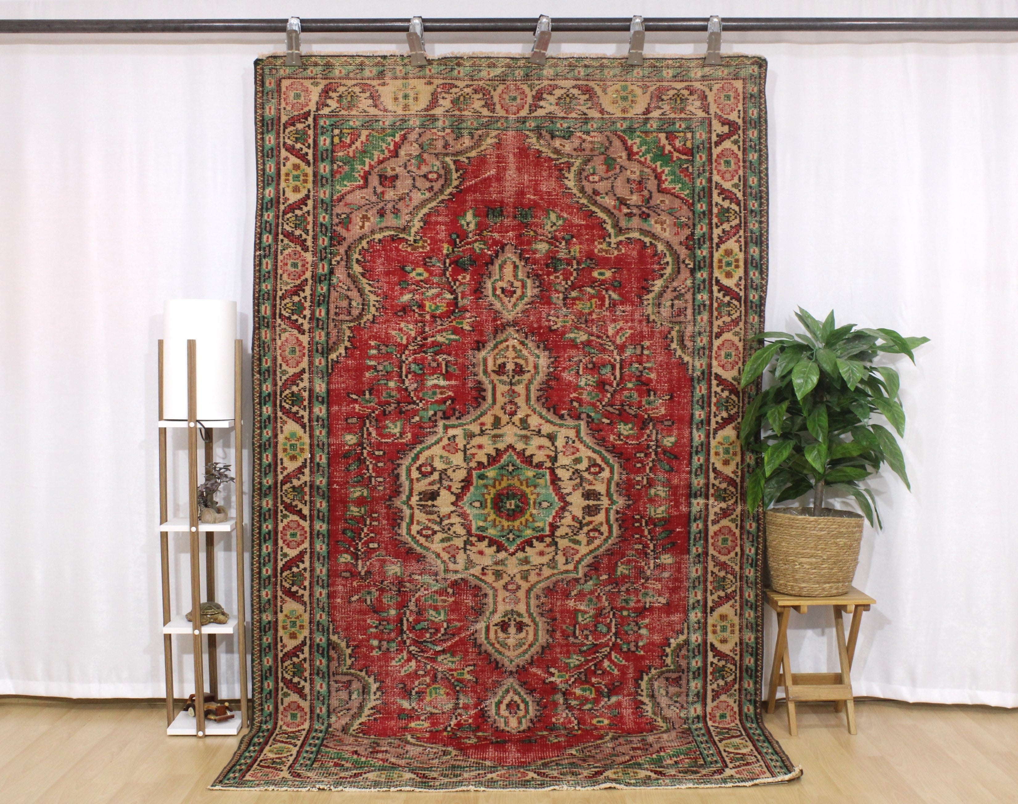 Turkish Vintage Hand-Knotted Wool Rug
