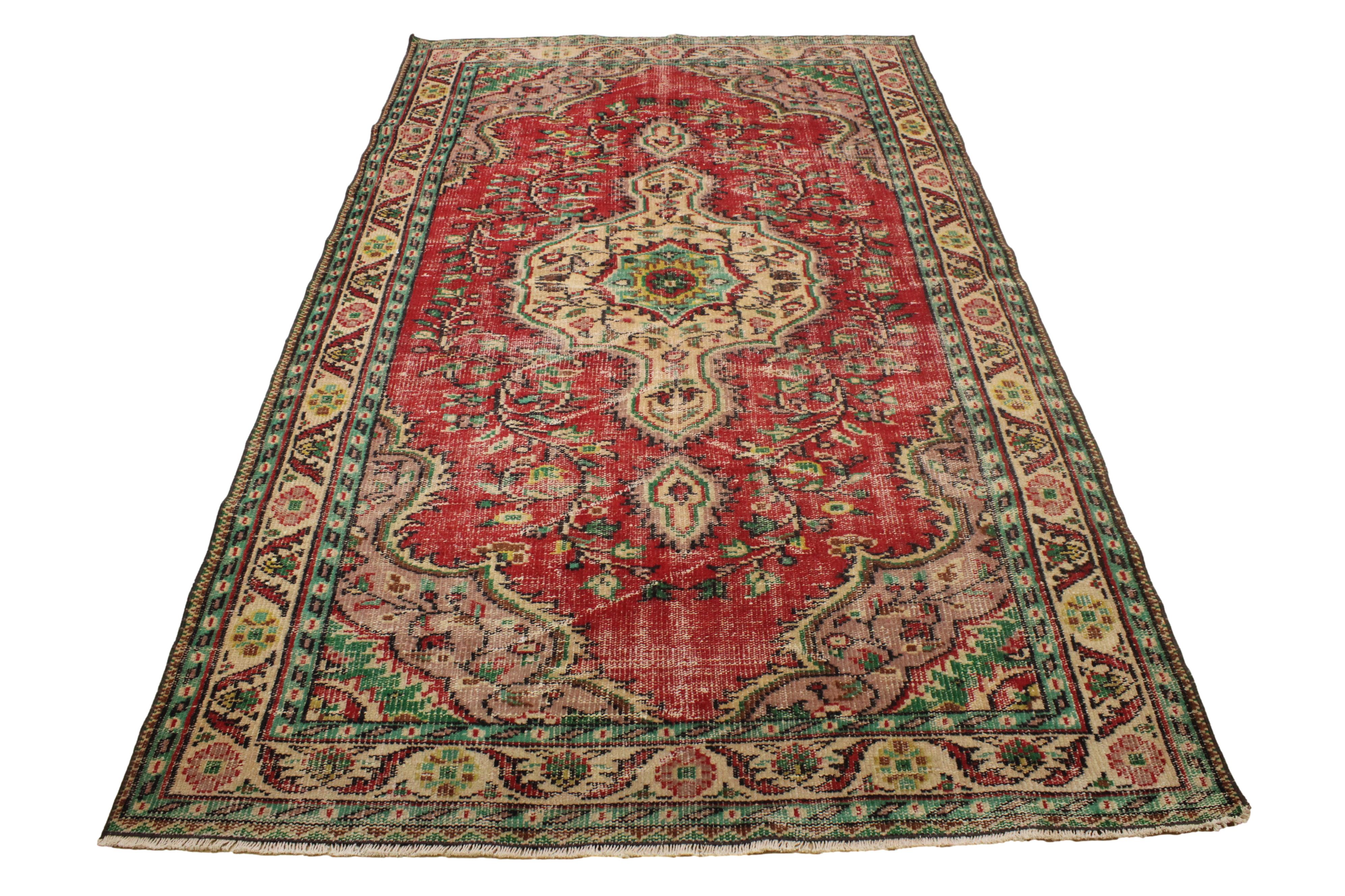 Turkish Vintage Hand-Knotted Wool Rug