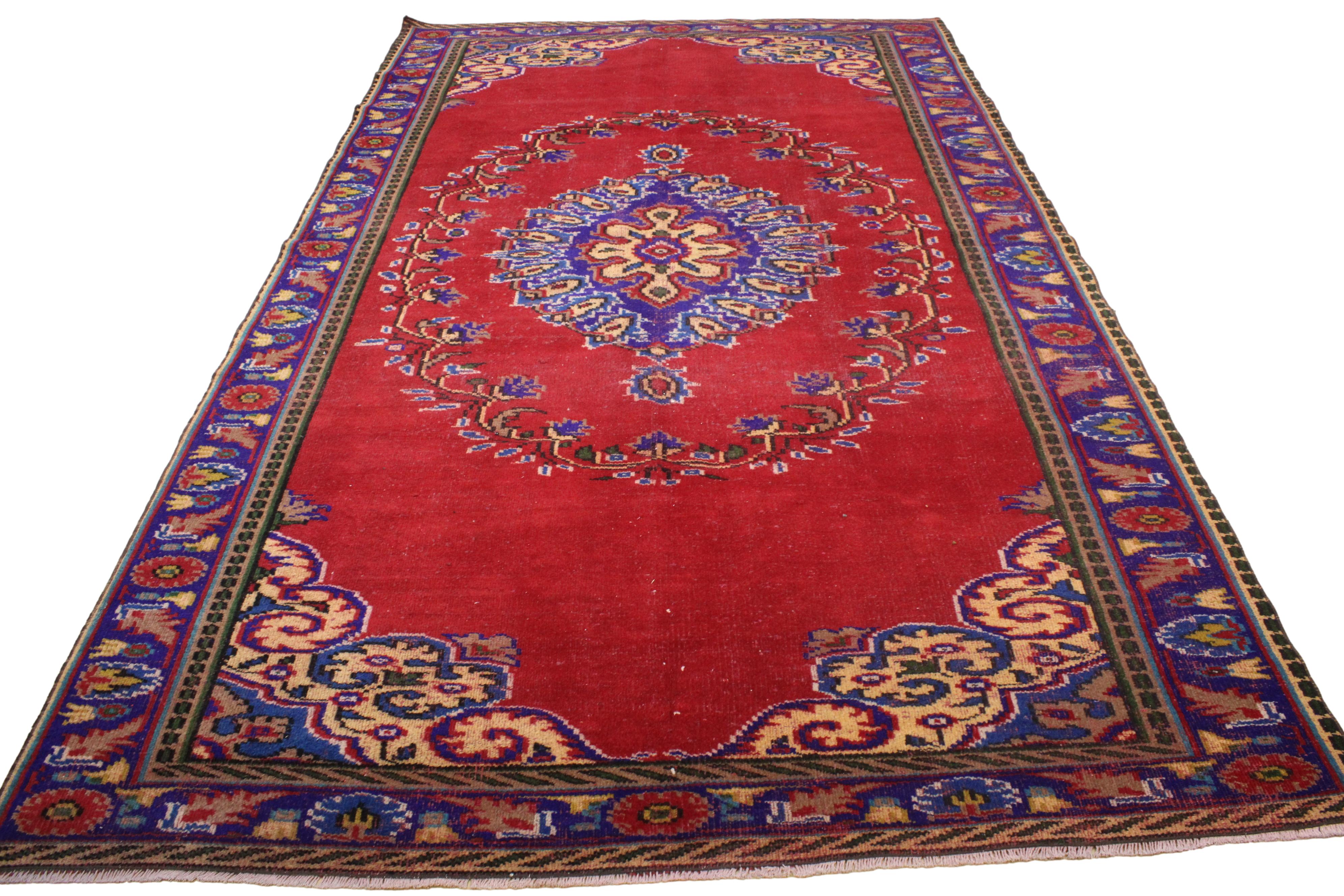 Turkish Vintage Hand-Knotted Wool Rug