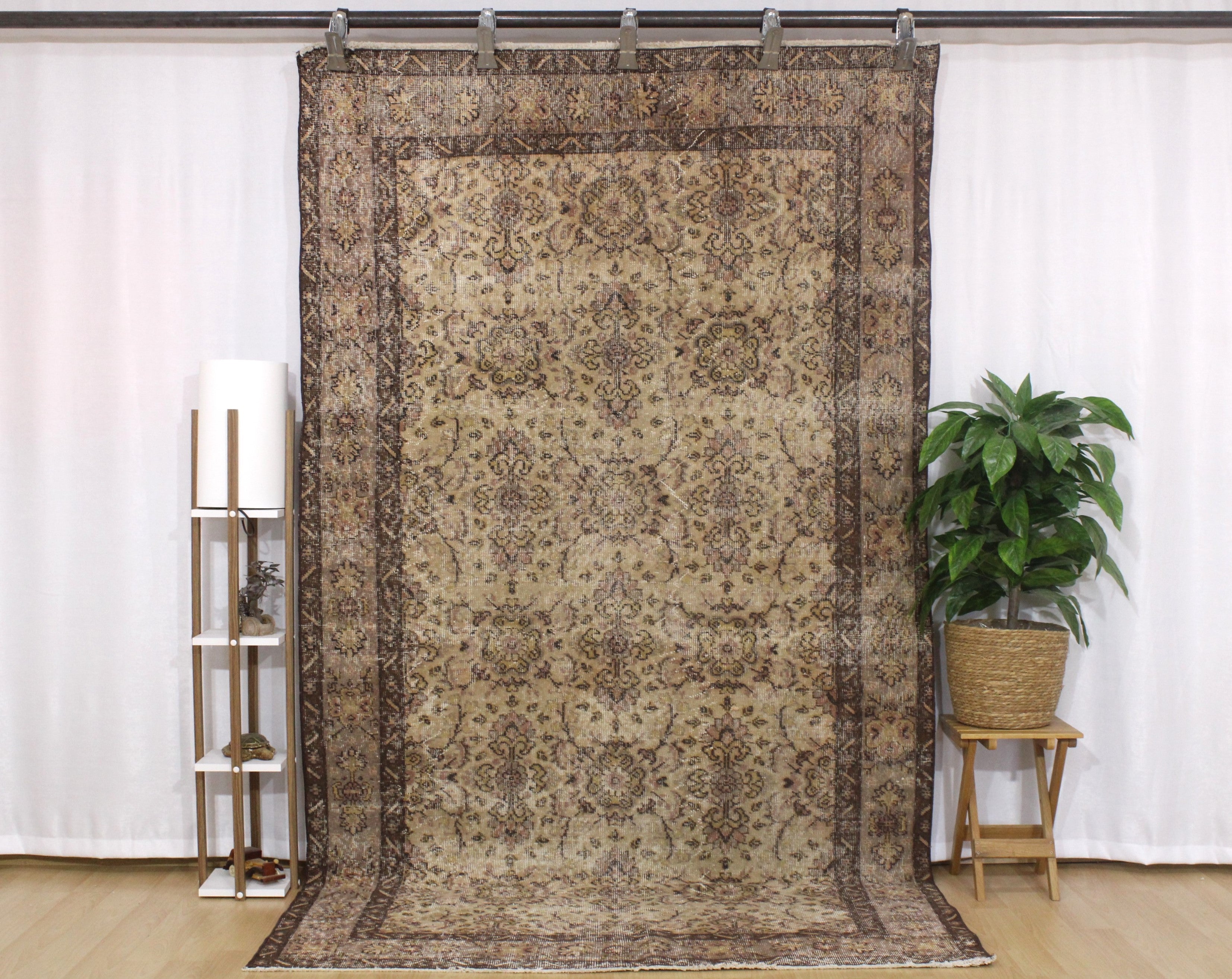 Turkish Vintage Hand-Knotted Wool Rug