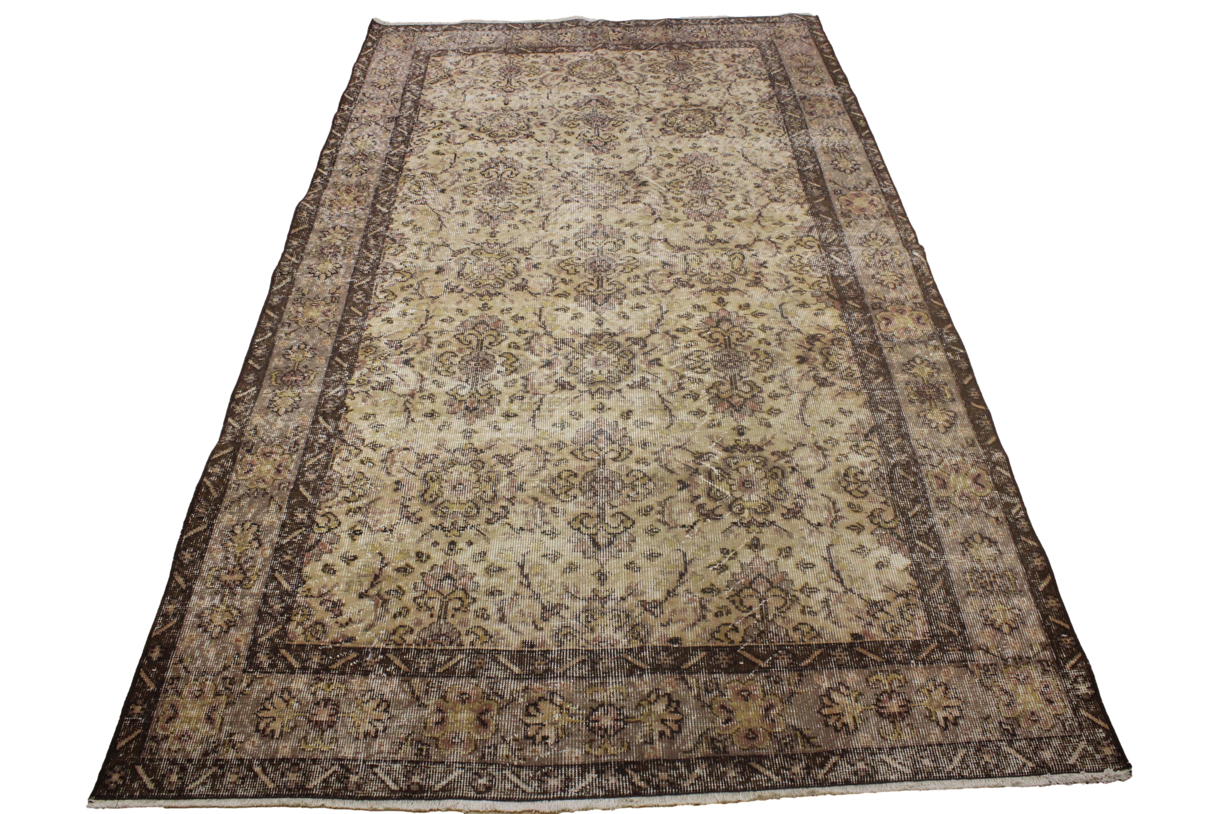 Turkish Vintage Hand-Knotted Wool Rug
