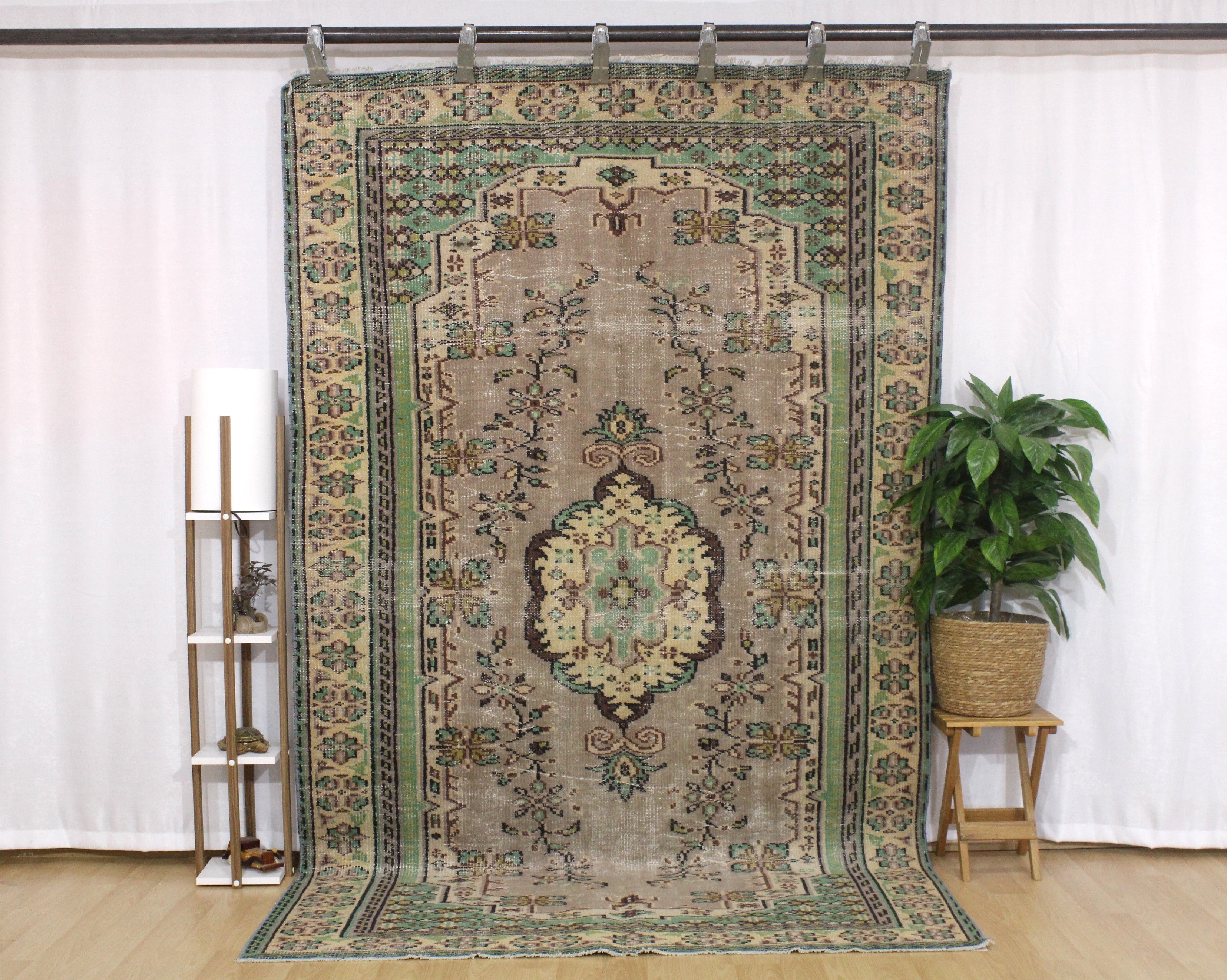 Turkish Vintage Hand-Knotted Wool Rug
