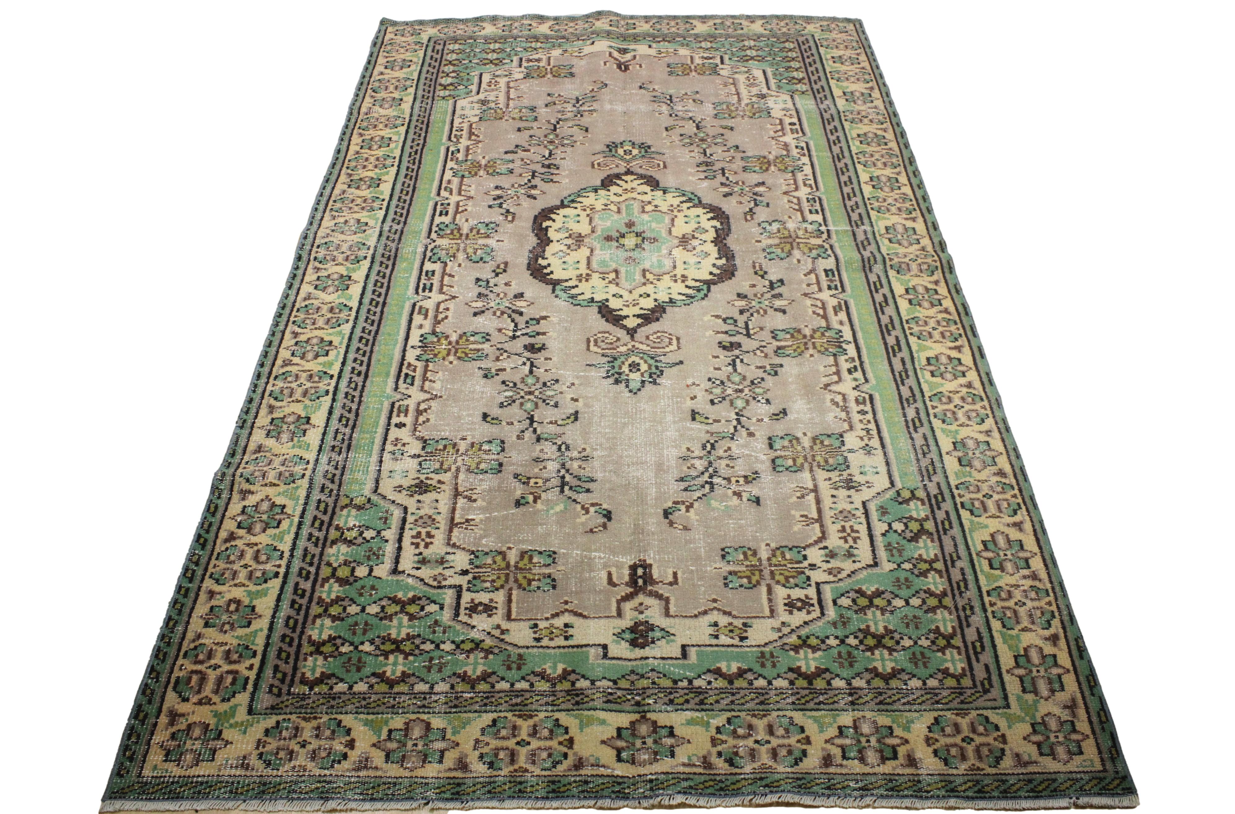 Turkish Vintage Hand-Knotted Wool Rug