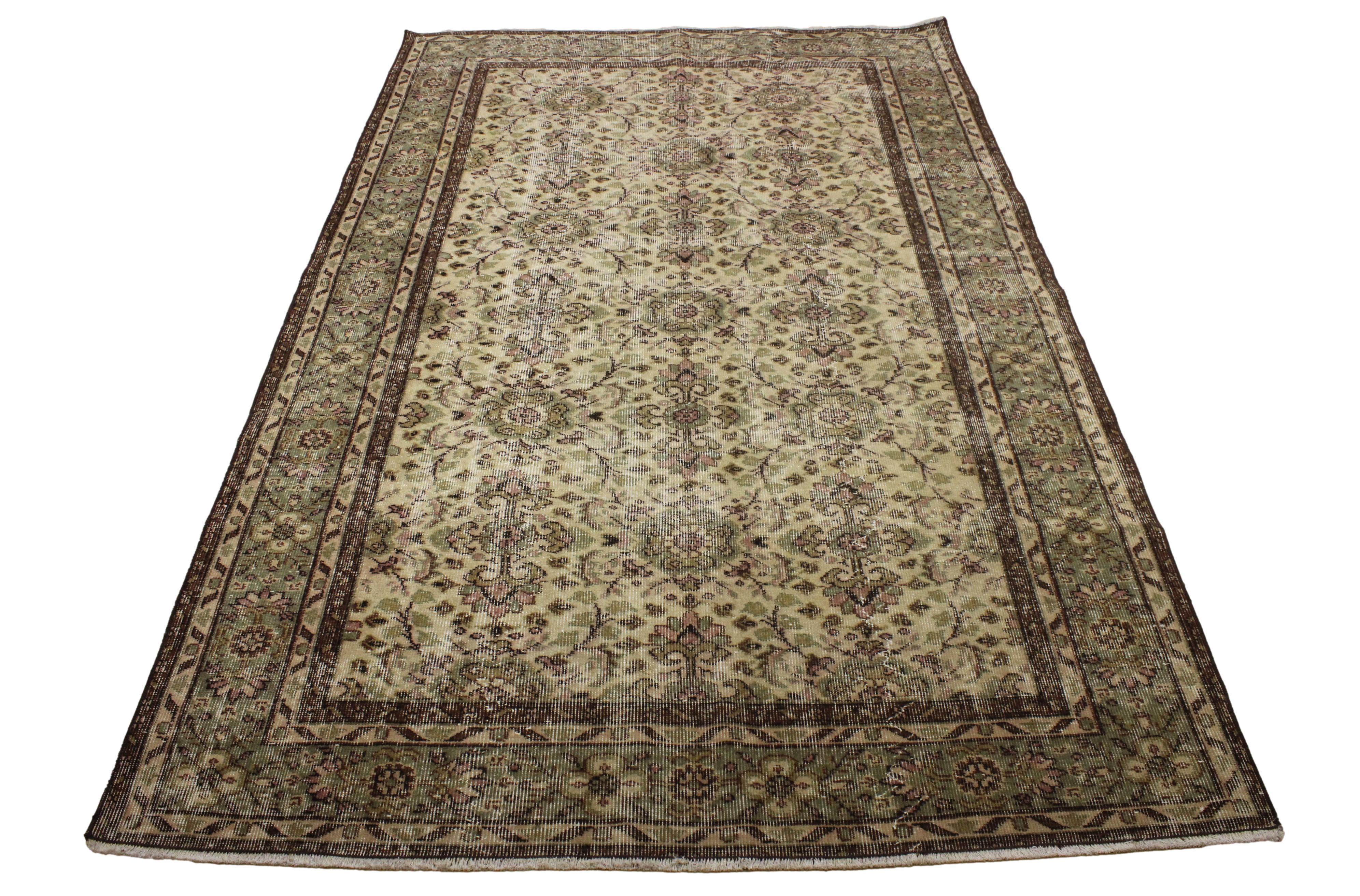 Turkish Vintage Hand-Knotted Wool Rug