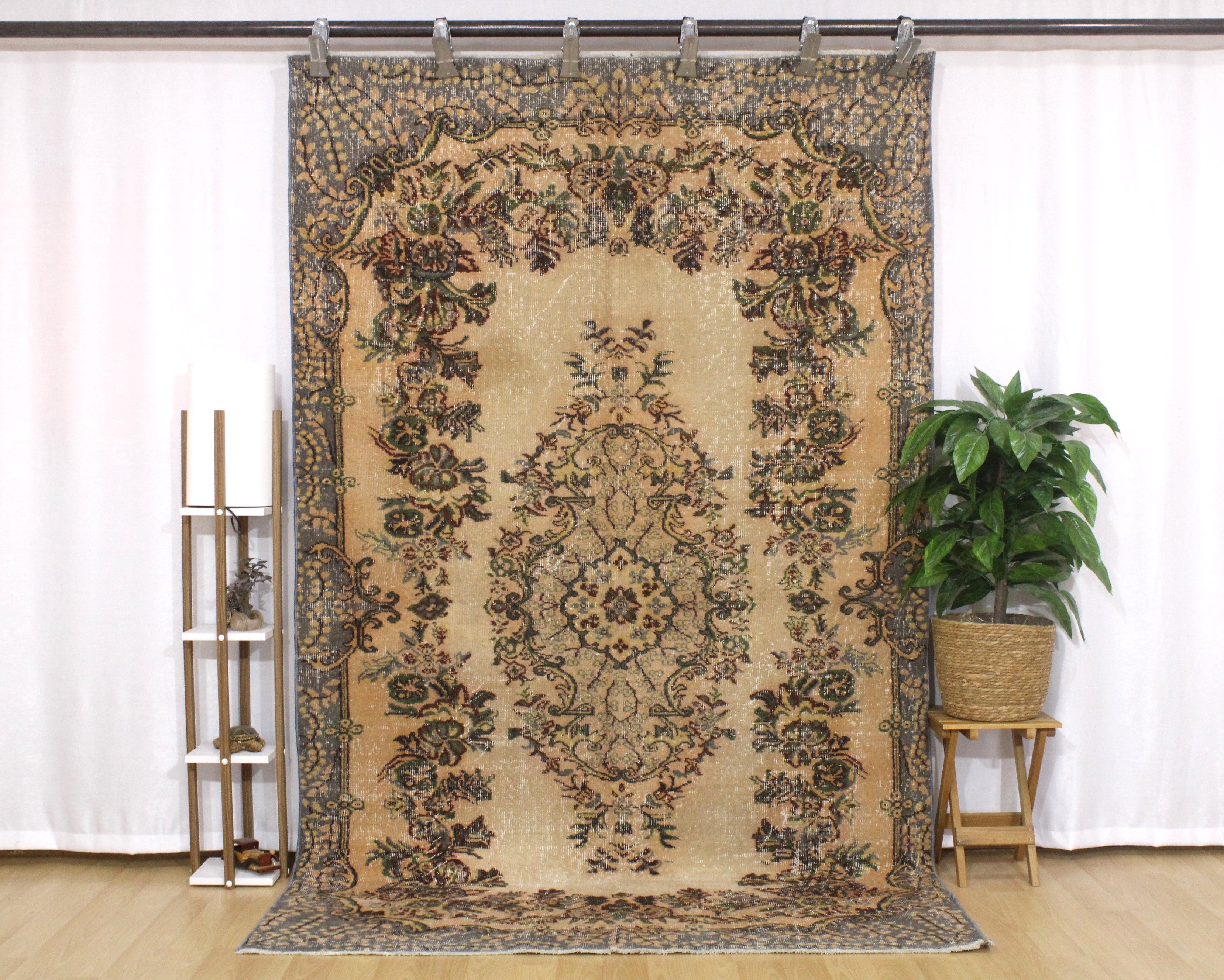 Turkish Vintage Hand-Knotted Wool Rug