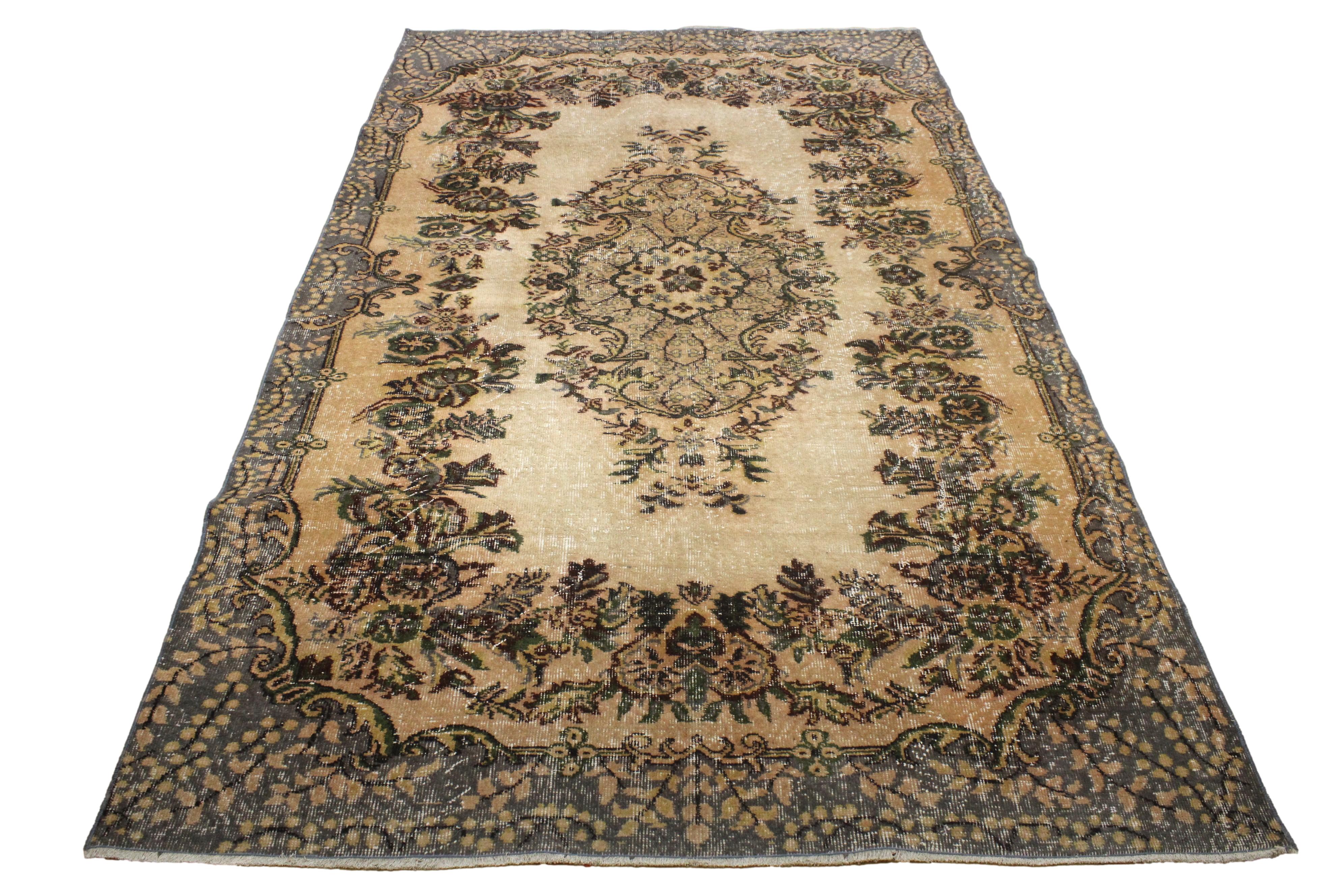 Turkish Vintage Hand-Knotted Wool Rug