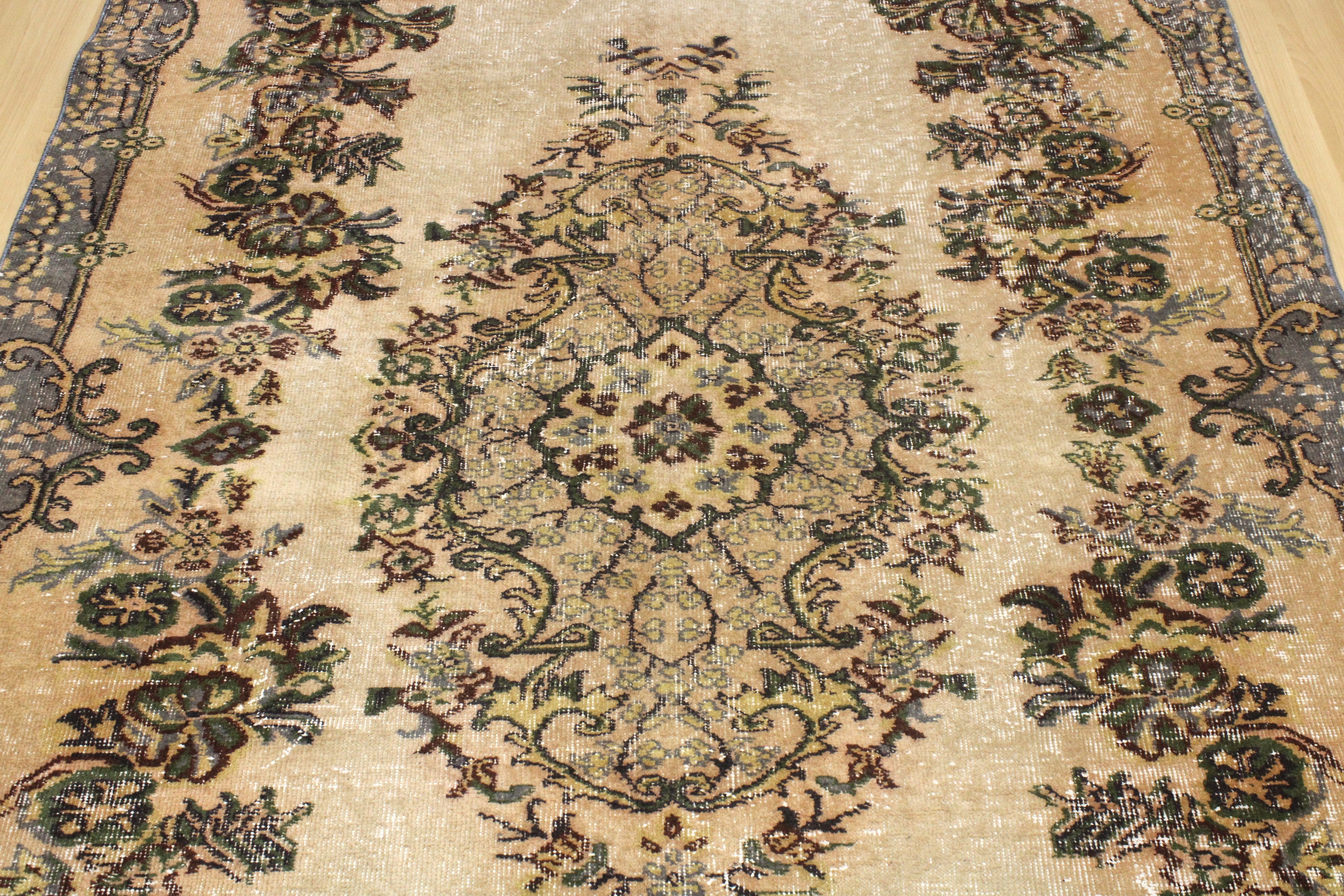 Turkish Vintage Hand-Knotted Wool Rug