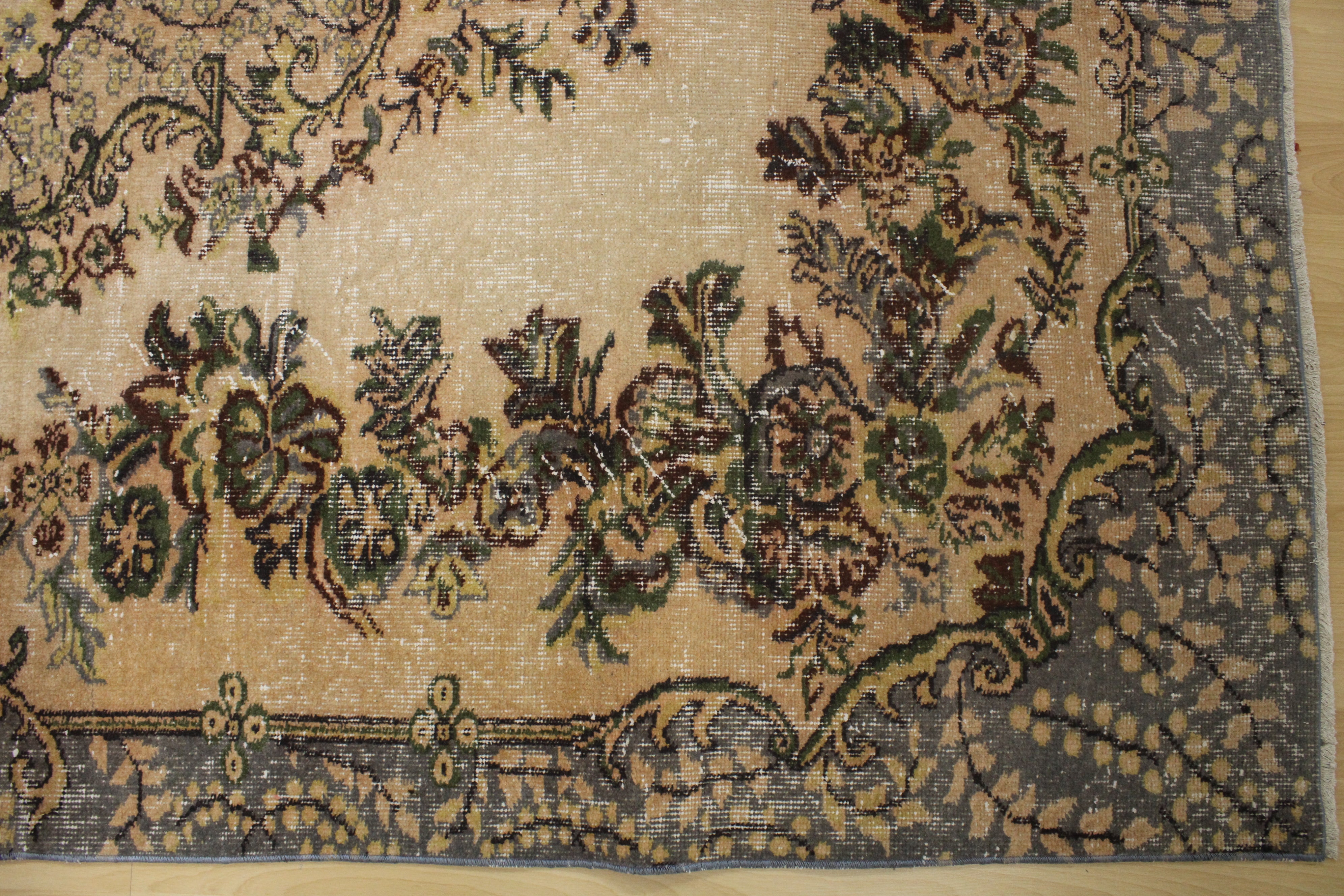 Turkish Vintage Hand-Knotted Wool Rug