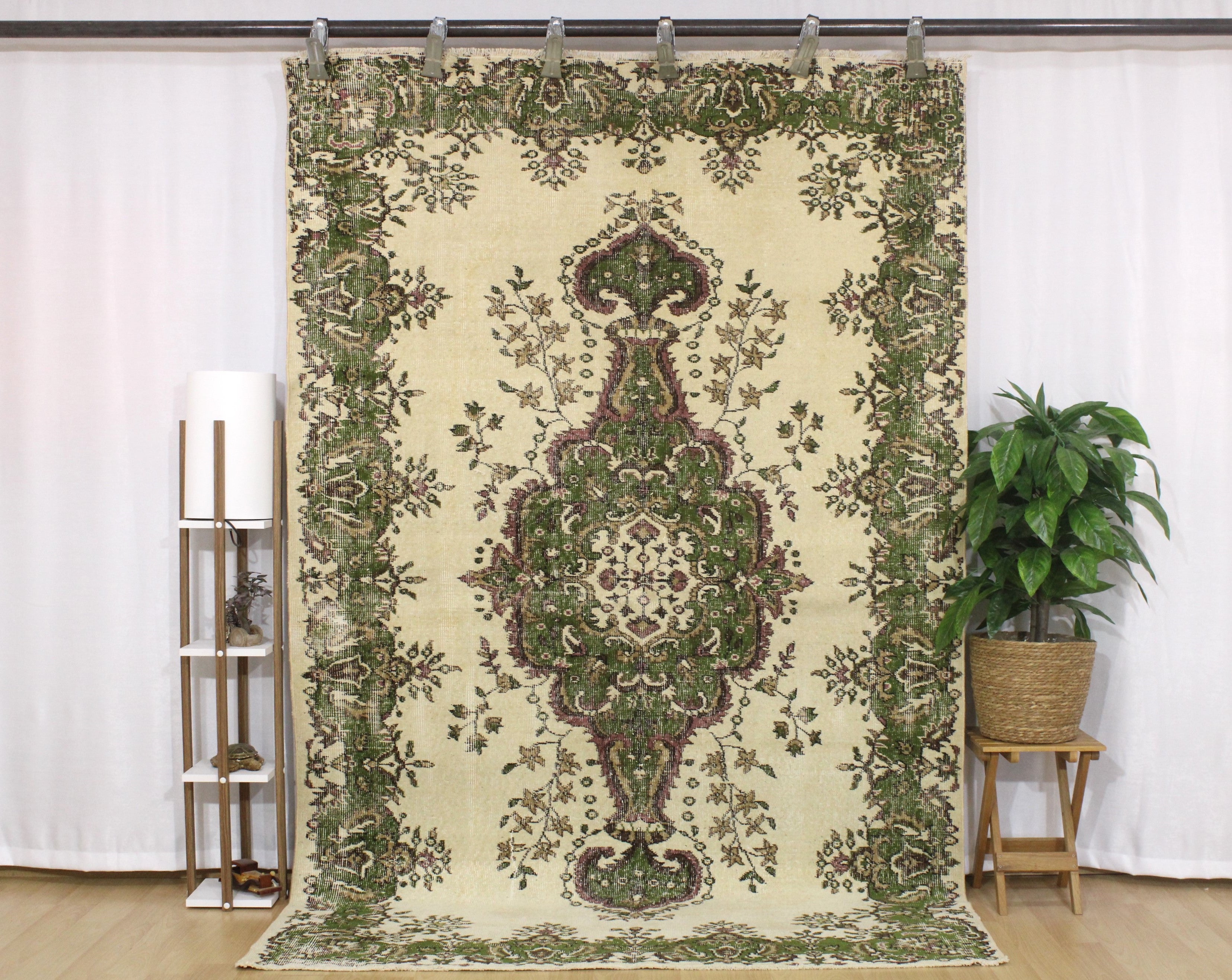 Turkish Vintage Hand-Knotted Wool Rug