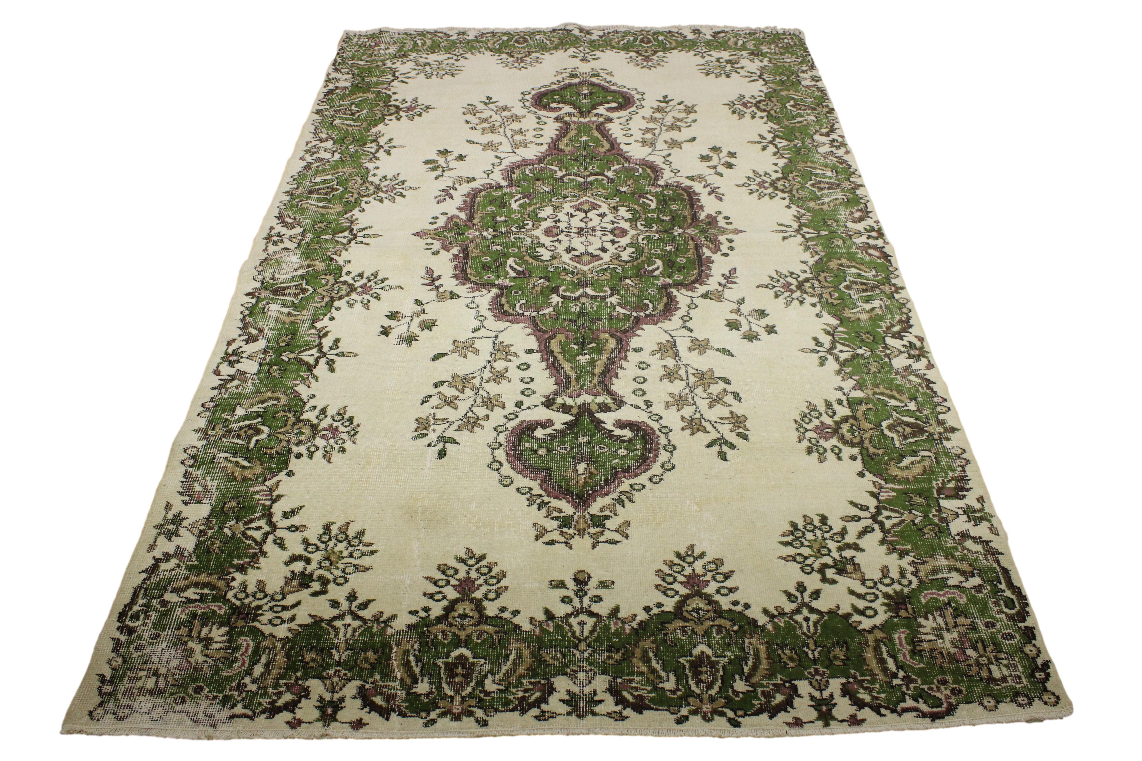 Turkish Vintage Hand-Knotted Wool Rug