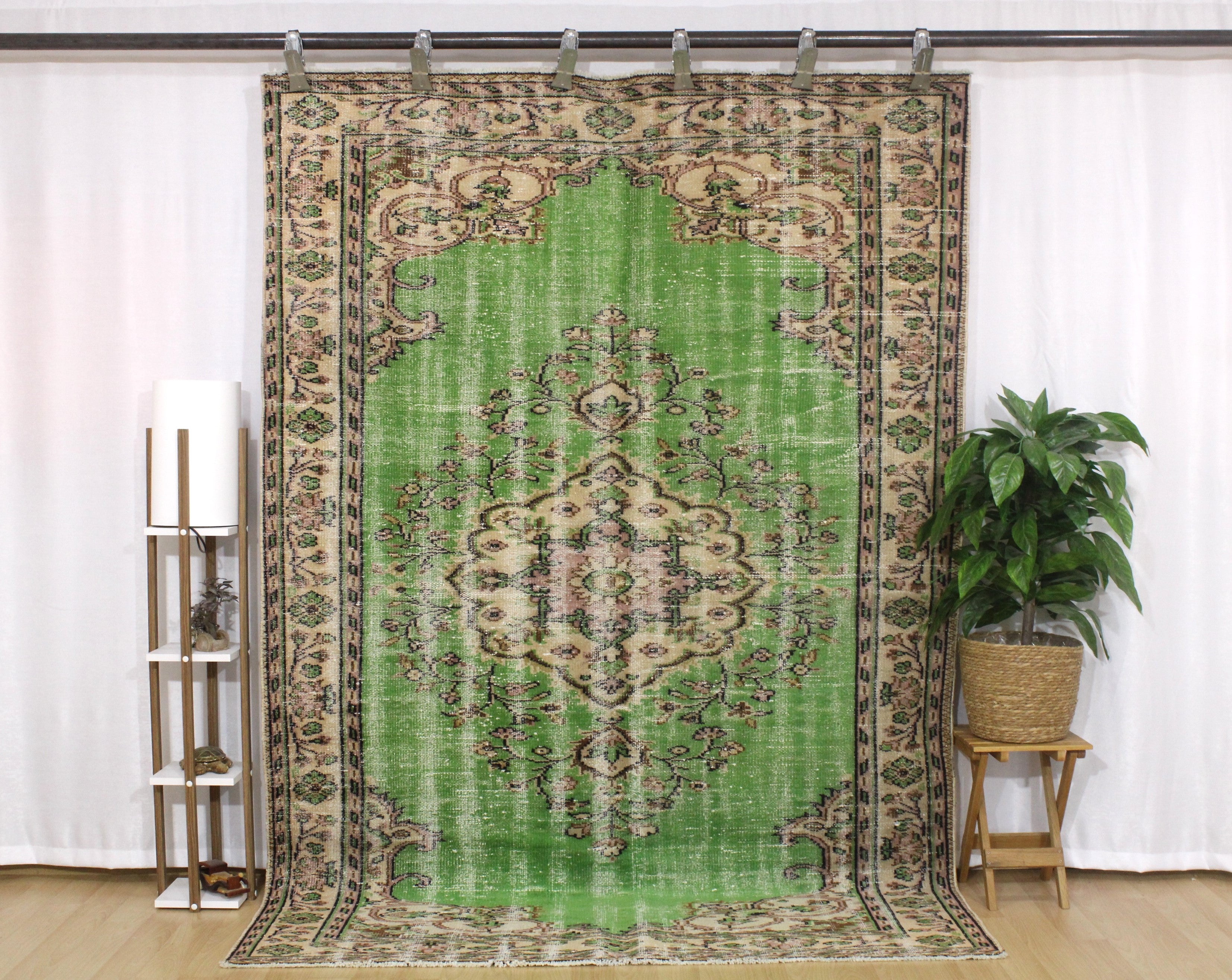 Turkish Vintage Hand-Knotted Wool Rug