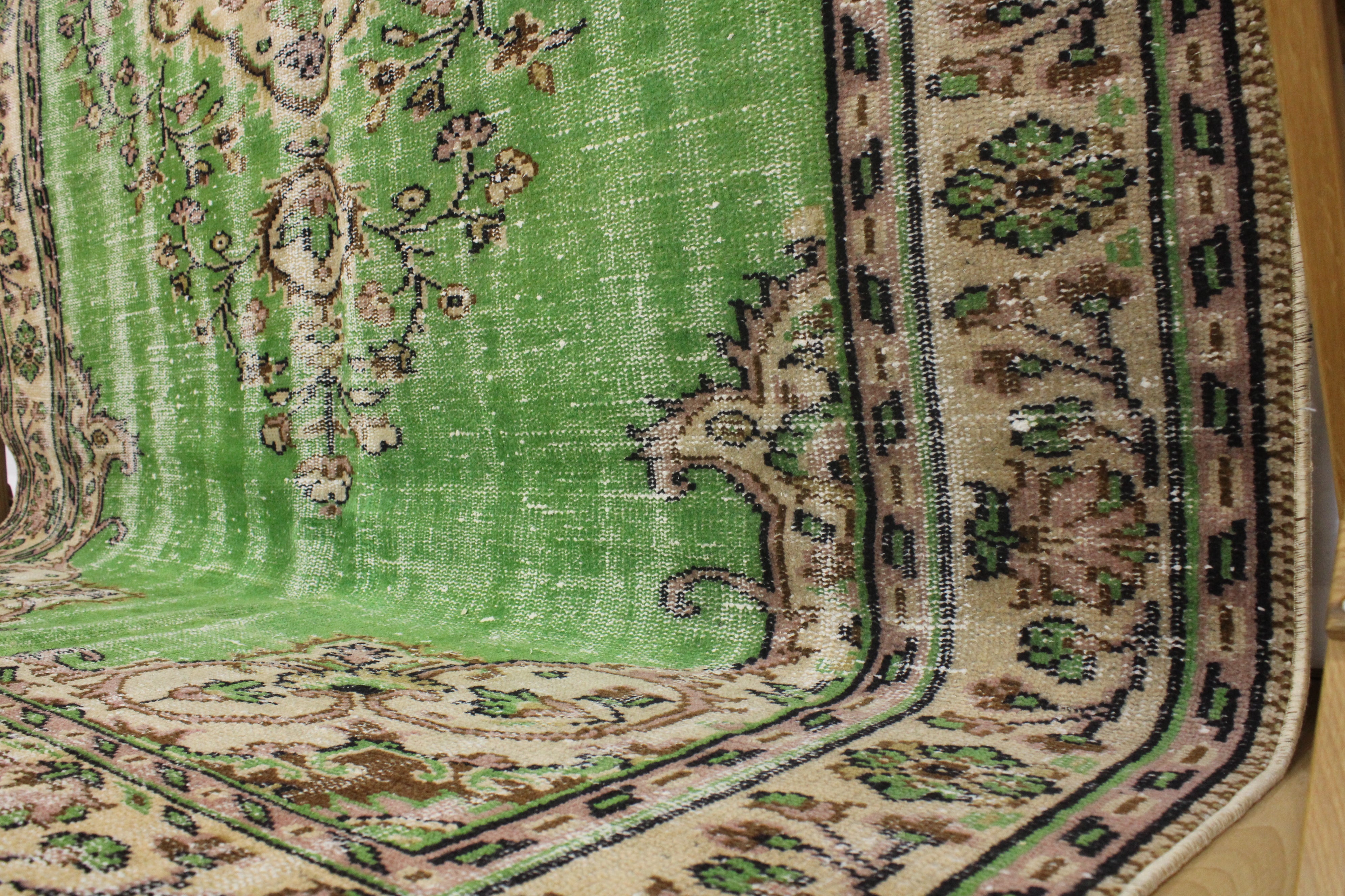 Turkish Vintage Hand-Knotted Wool Rug