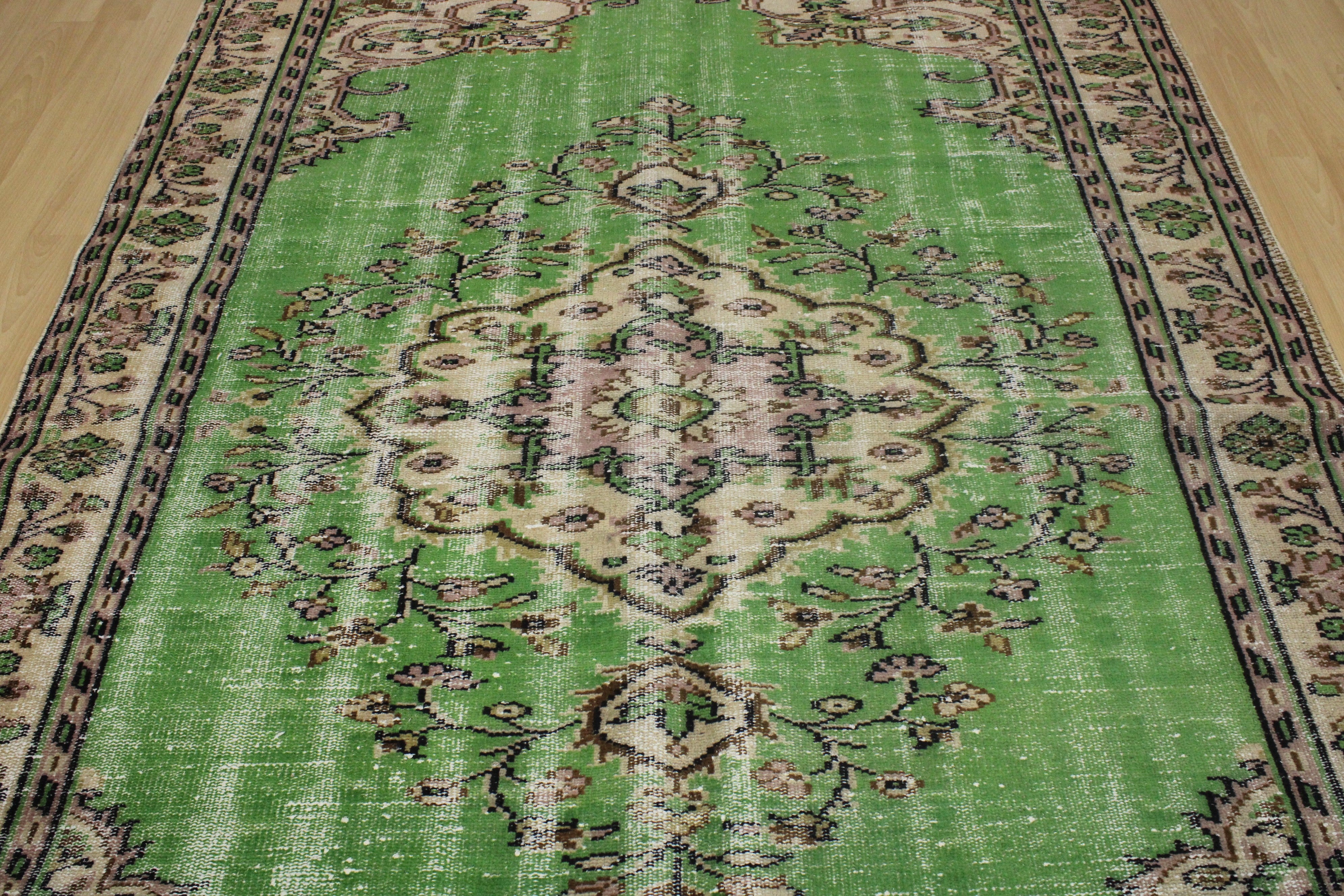Turkish Vintage Hand-Knotted Wool Rug