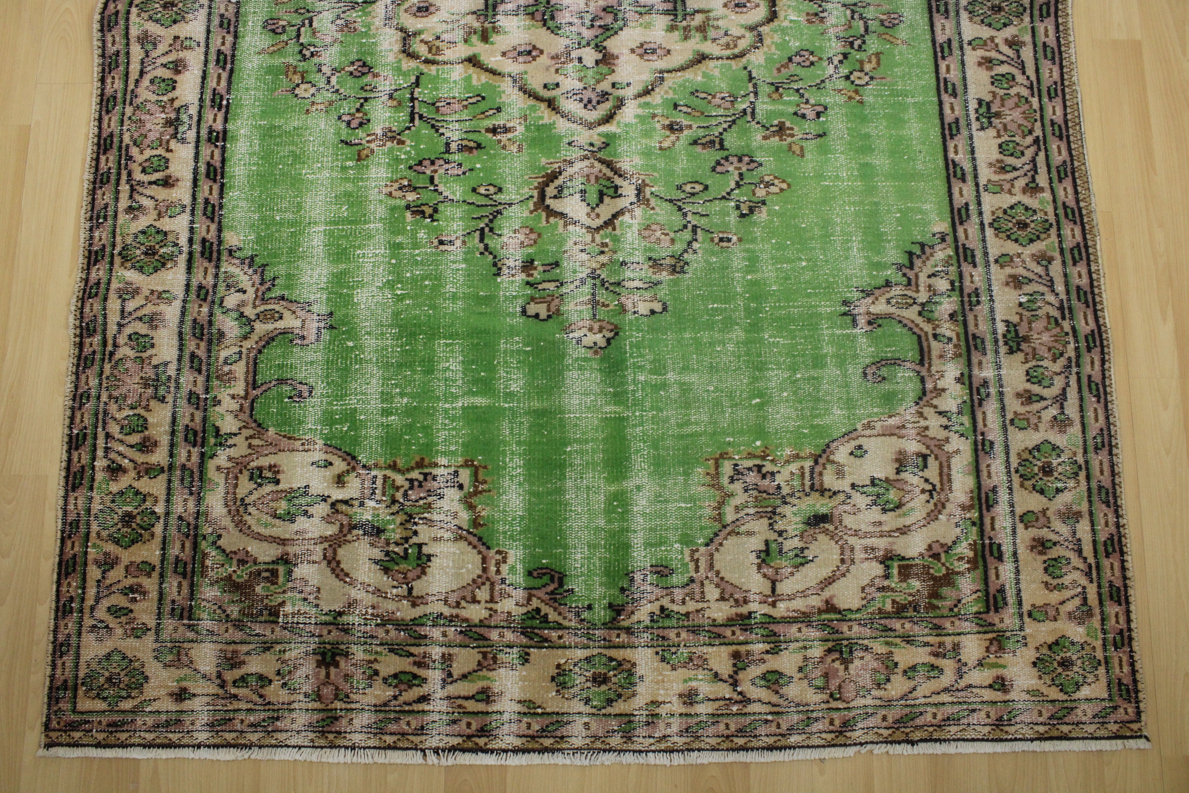 Turkish Vintage Hand-Knotted Wool Rug