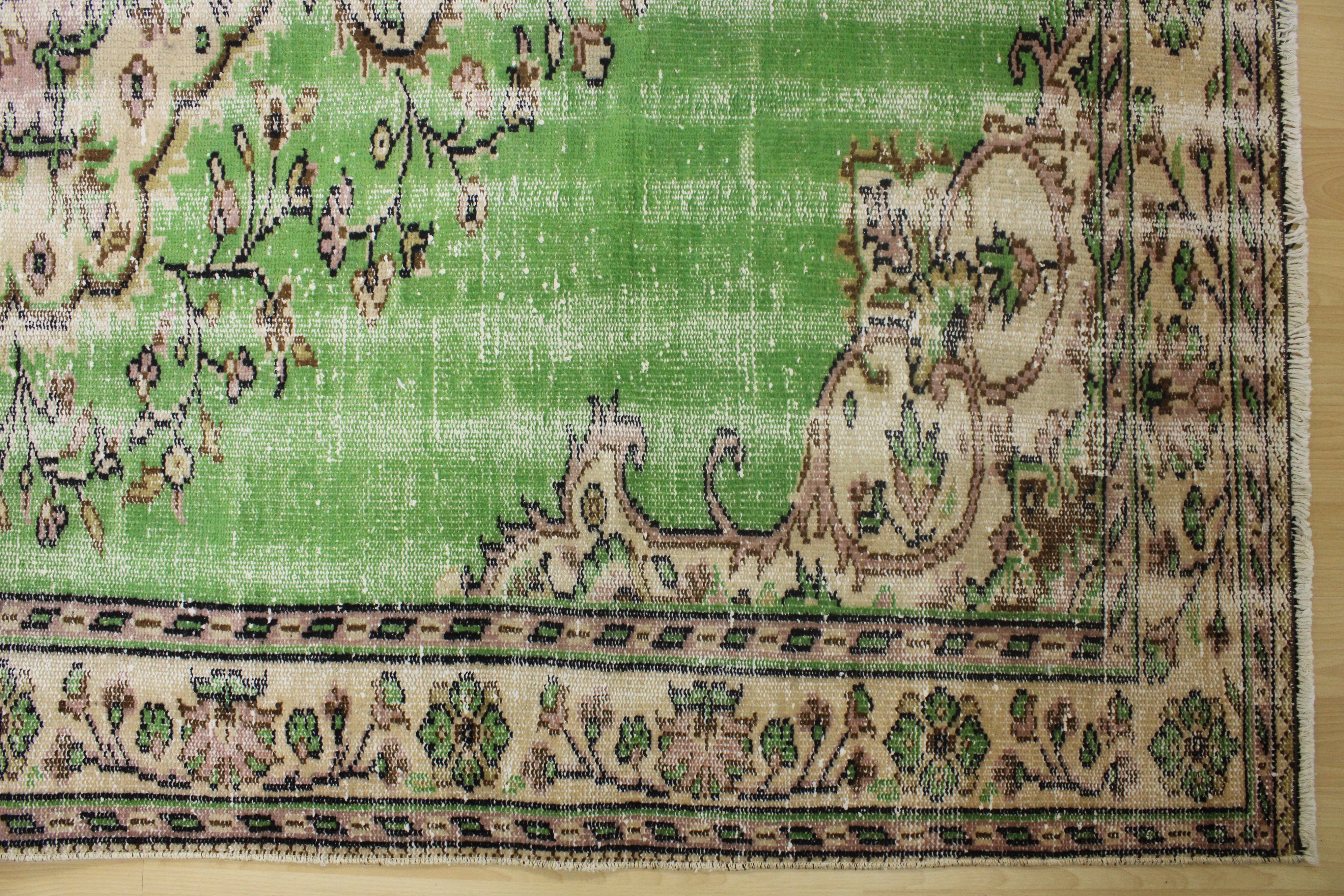 Turkish Vintage Hand-Knotted Wool Rug