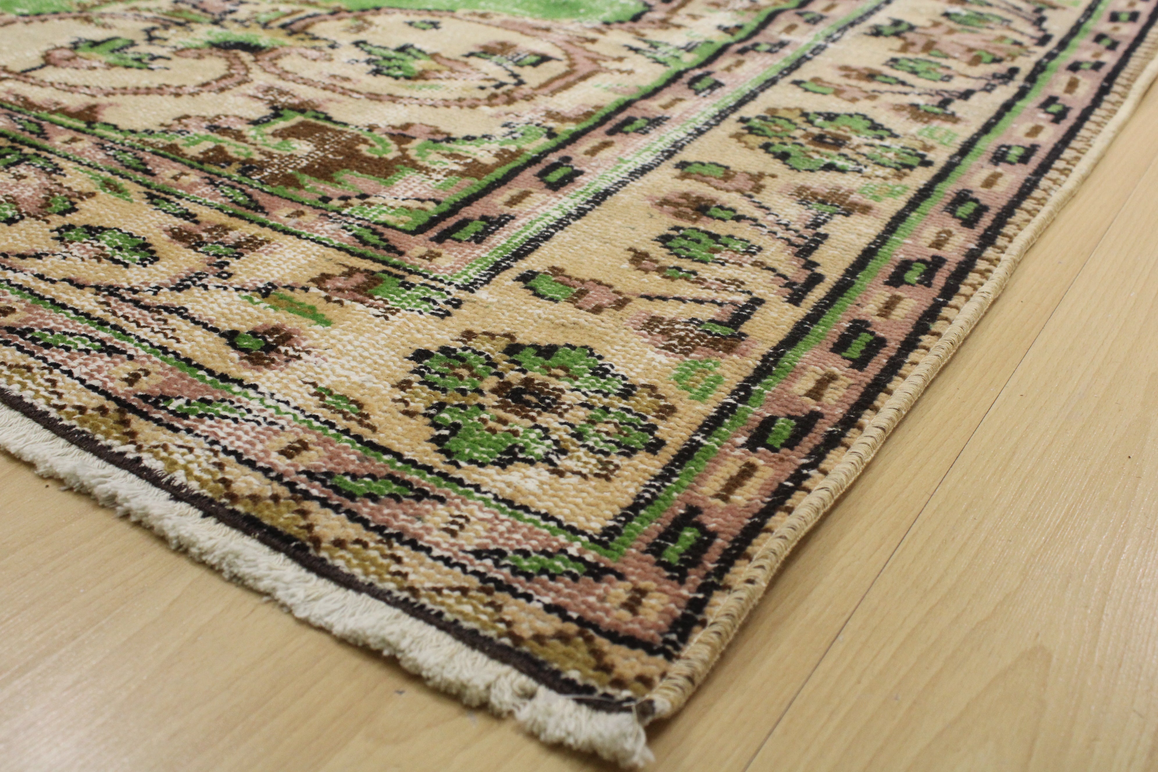Turkish Vintage Hand-Knotted Wool Rug