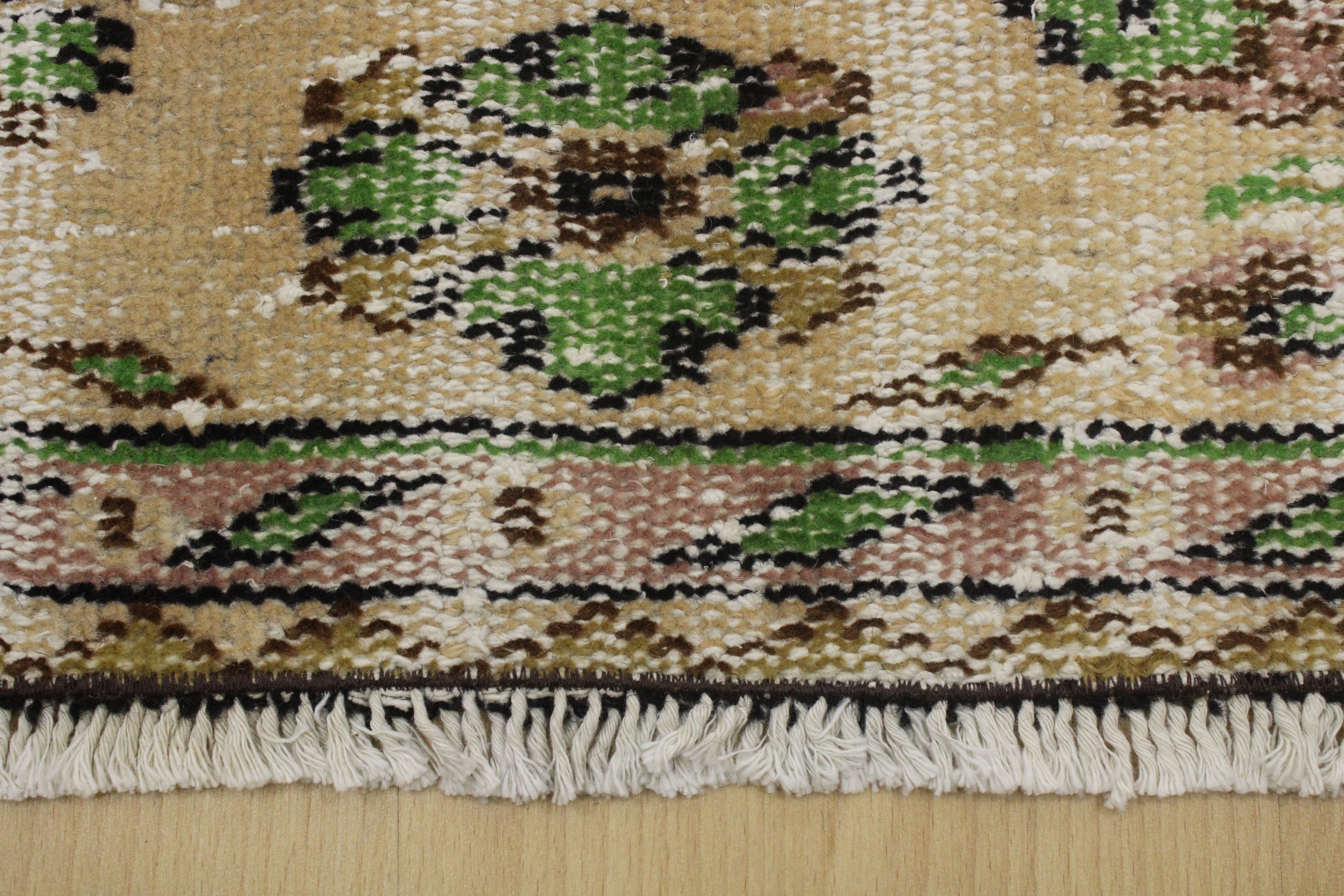 Turkish Vintage Hand-Knotted Wool Rug