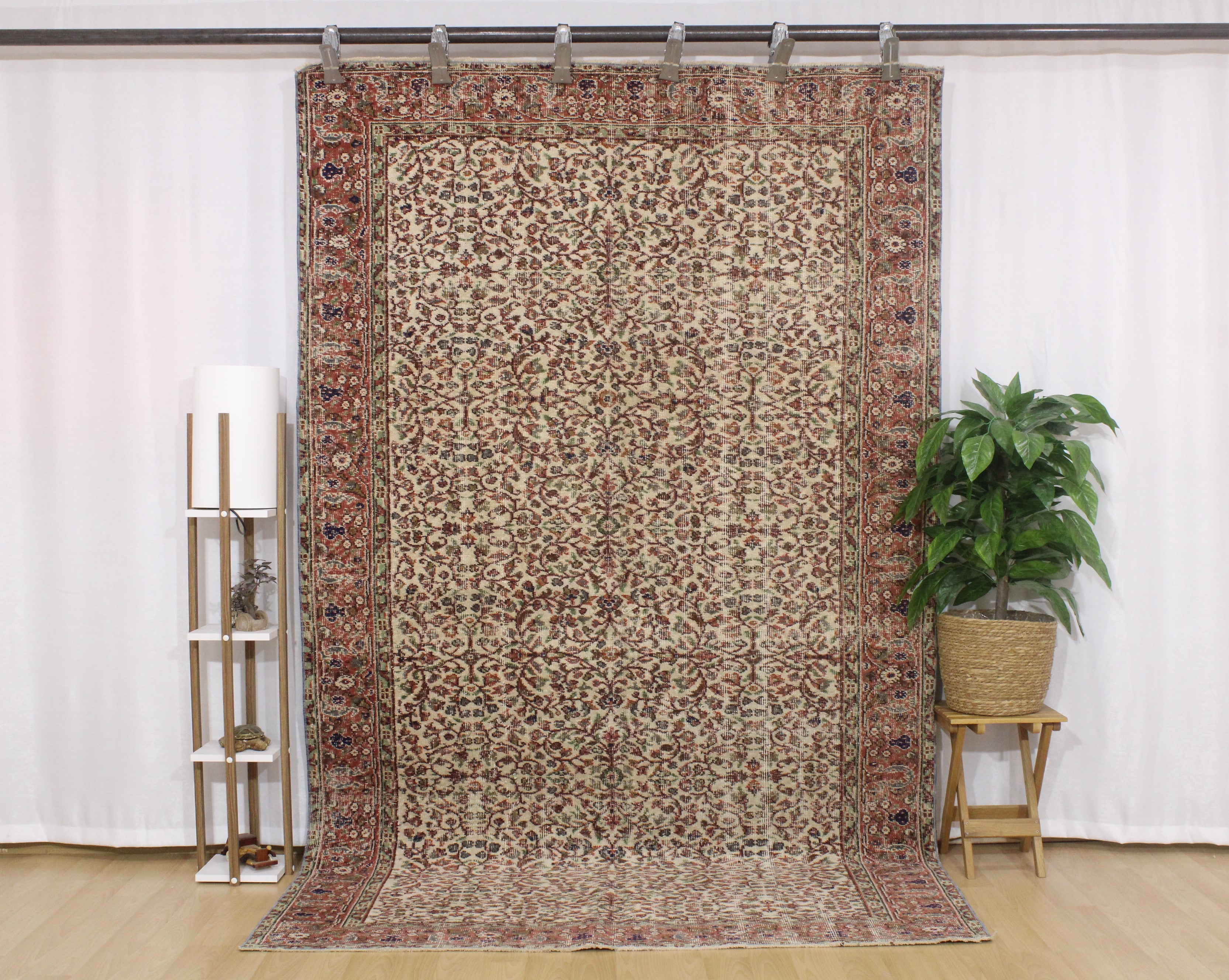 Turkish Vintage Hand-Knotted Wool Rug
