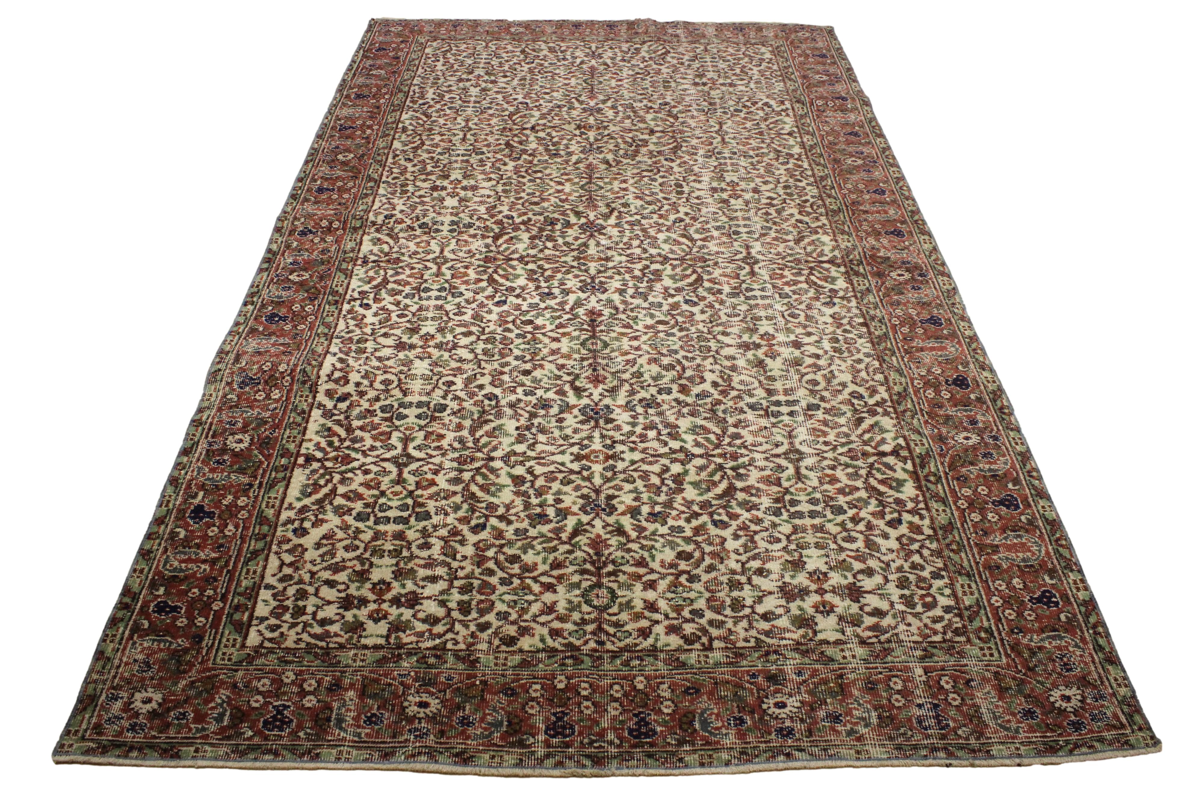 Turkish Vintage Hand-Knotted Wool Rug