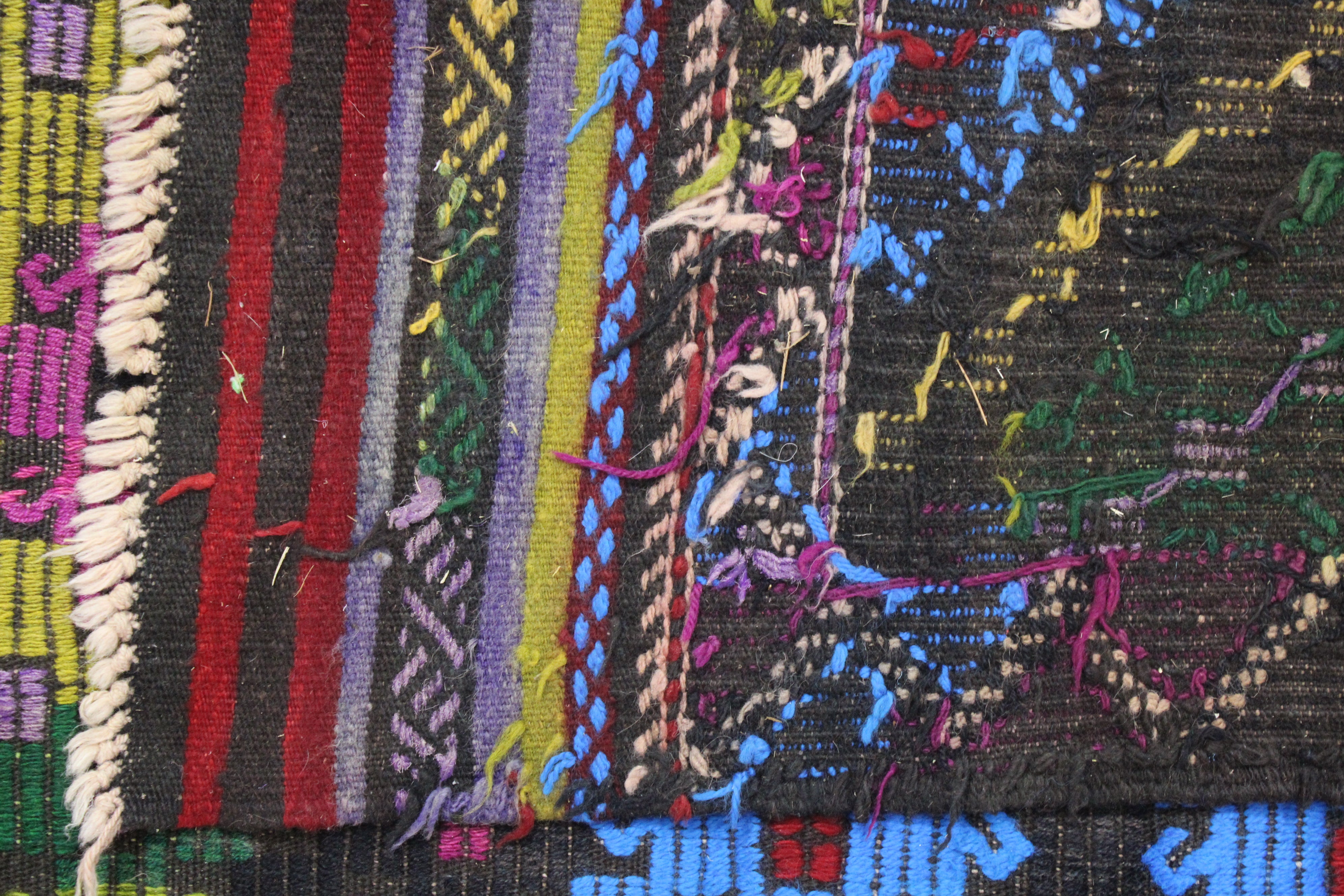 El Dokuma Anadolu Kök Boya Yün Kilim