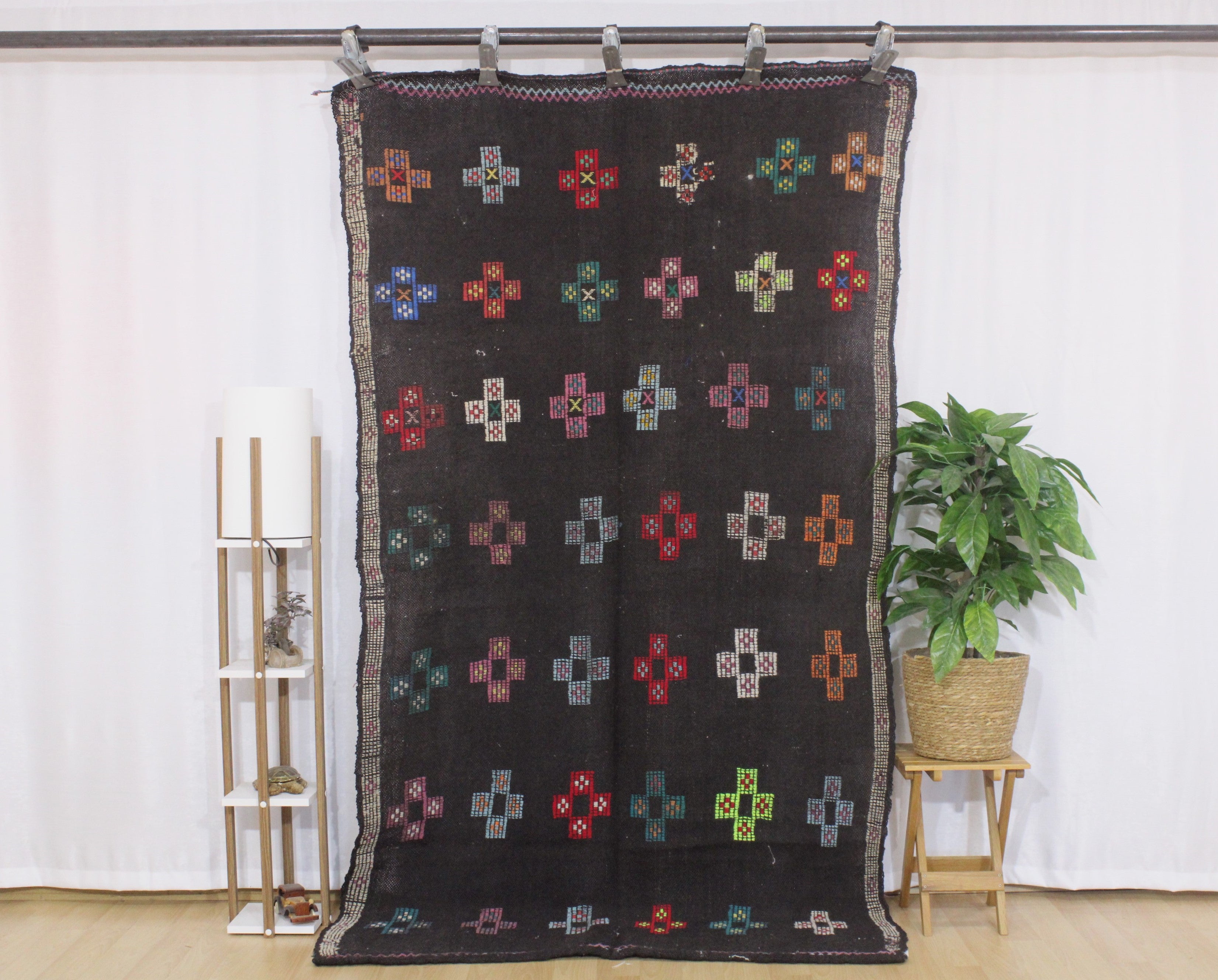 El Dokuma Anadolu Kök Boya Yün Kilim