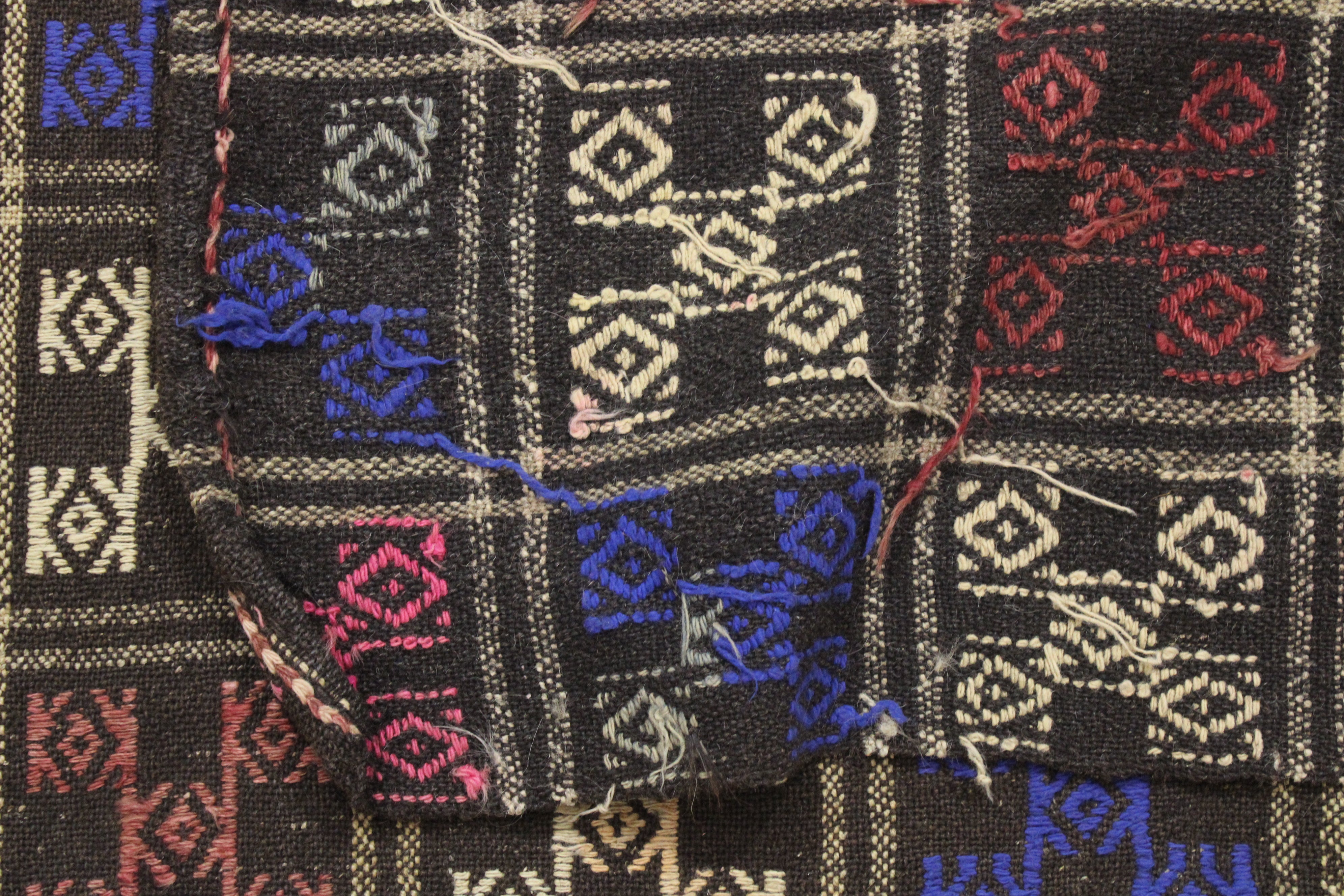 El Dokuma Anadolu Kök Boya Yün Kilim