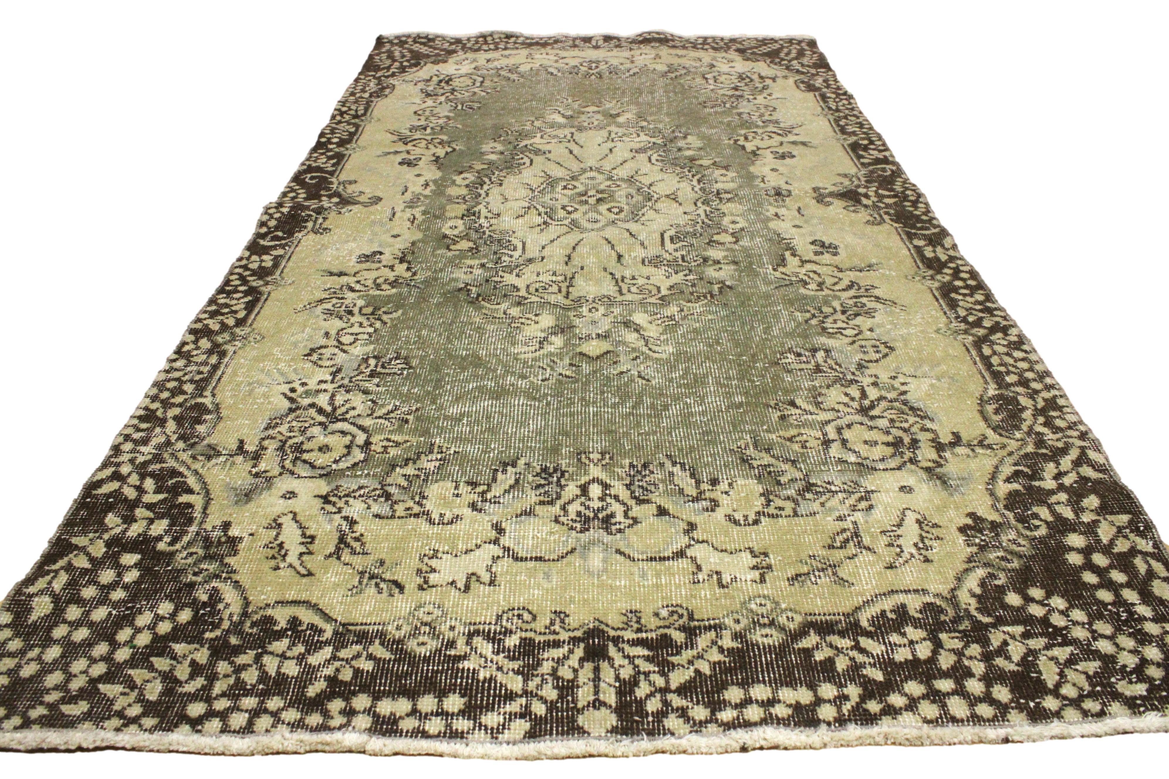 Turkish Vintage Hand-Knotted Wool Rug