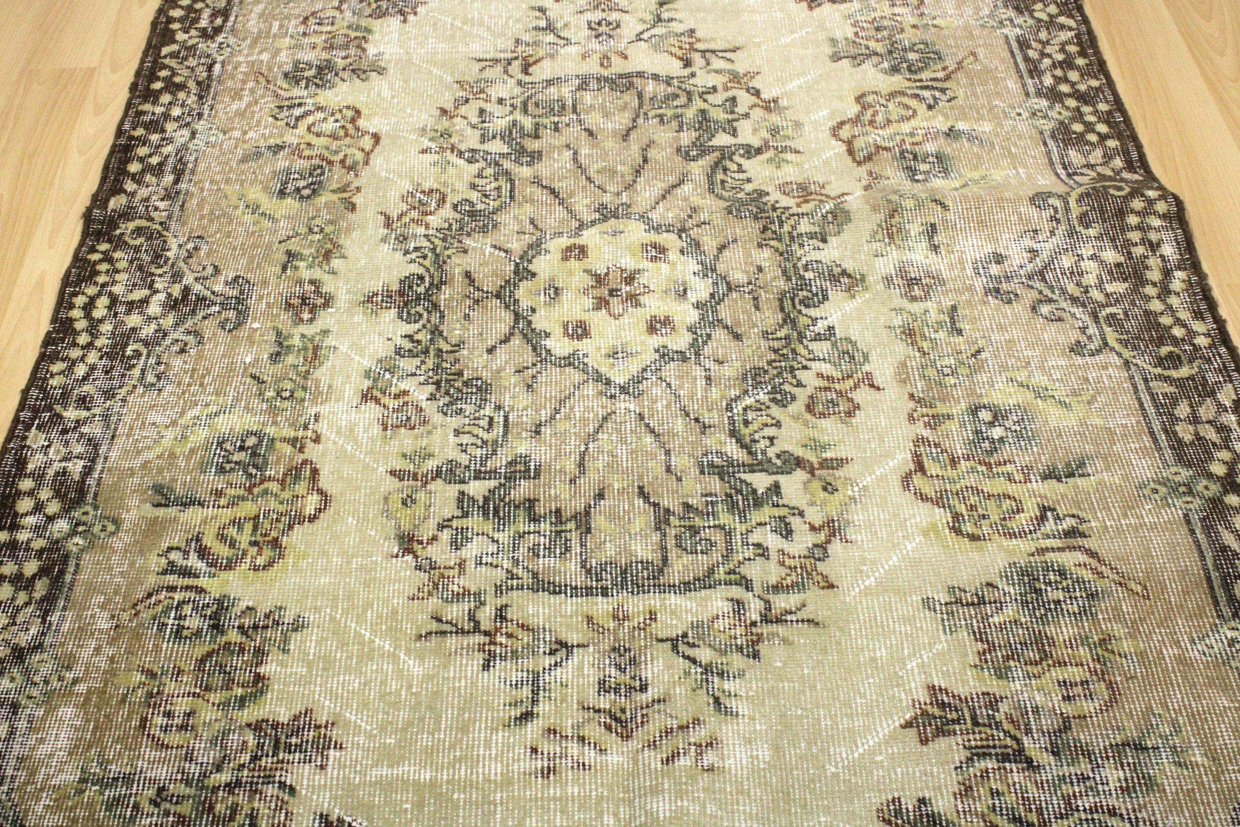Turkish Vintage Hand-Knotted Wool Rug