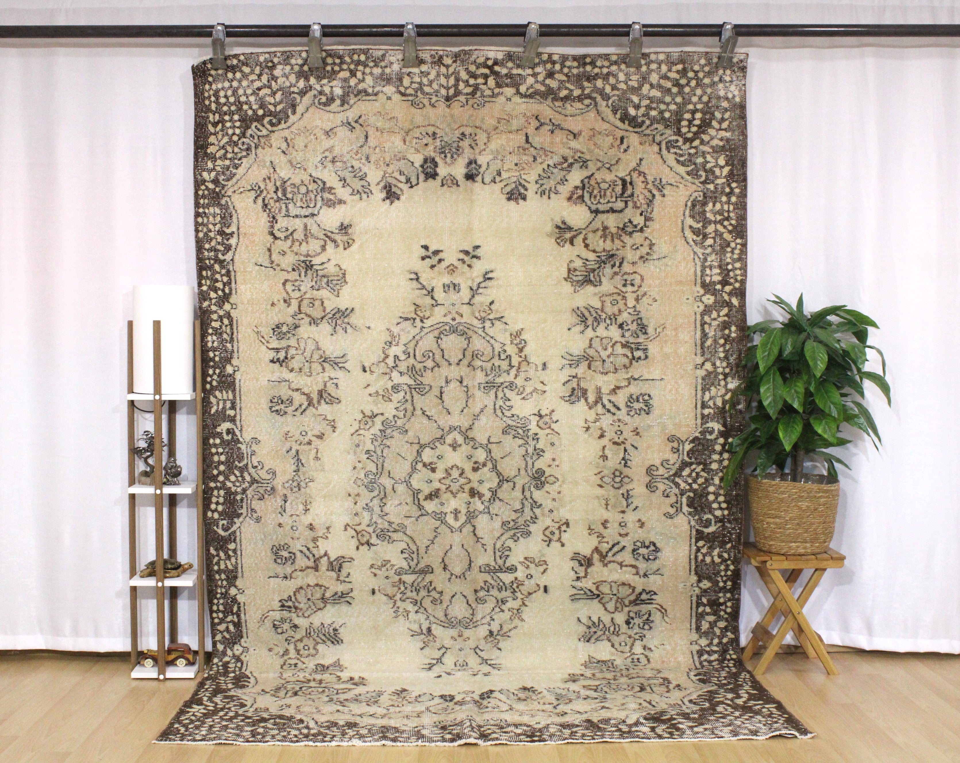 Turkish Vintage Hand-Knotted Wool Rug