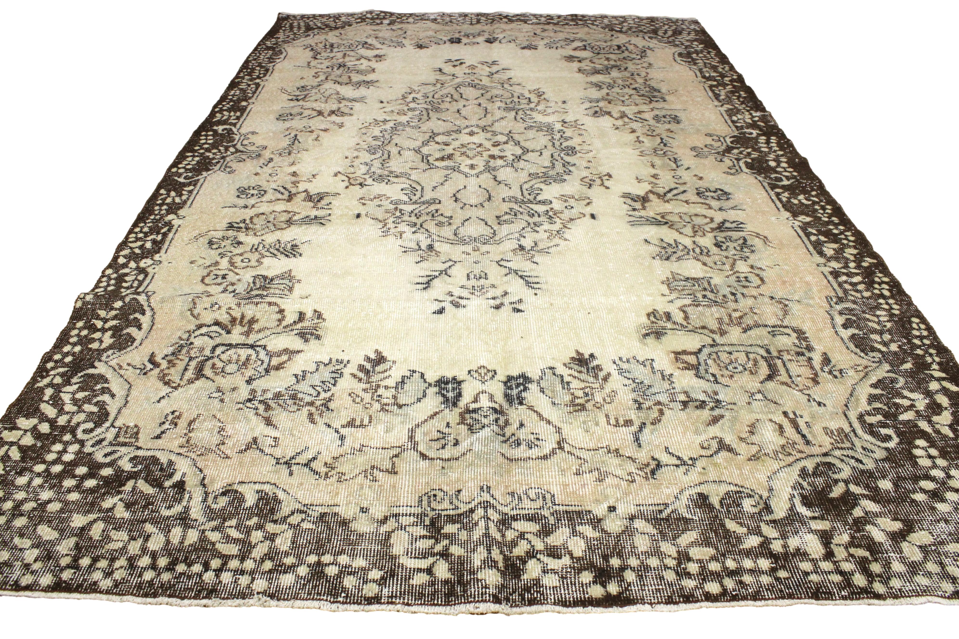 Turkish Vintage Hand-Knotted Wool Rug