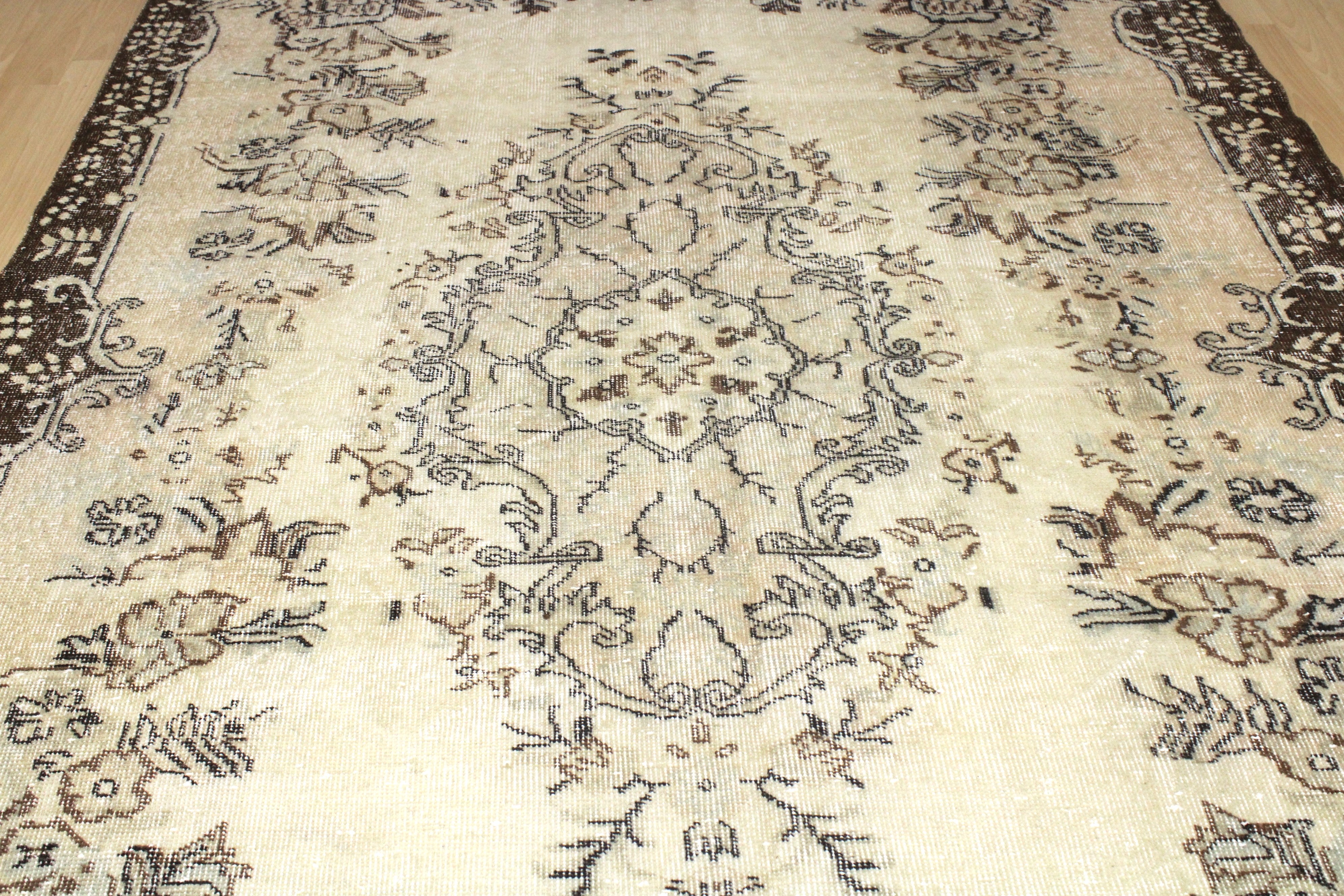 Turkish Vintage Hand-Knotted Wool Rug