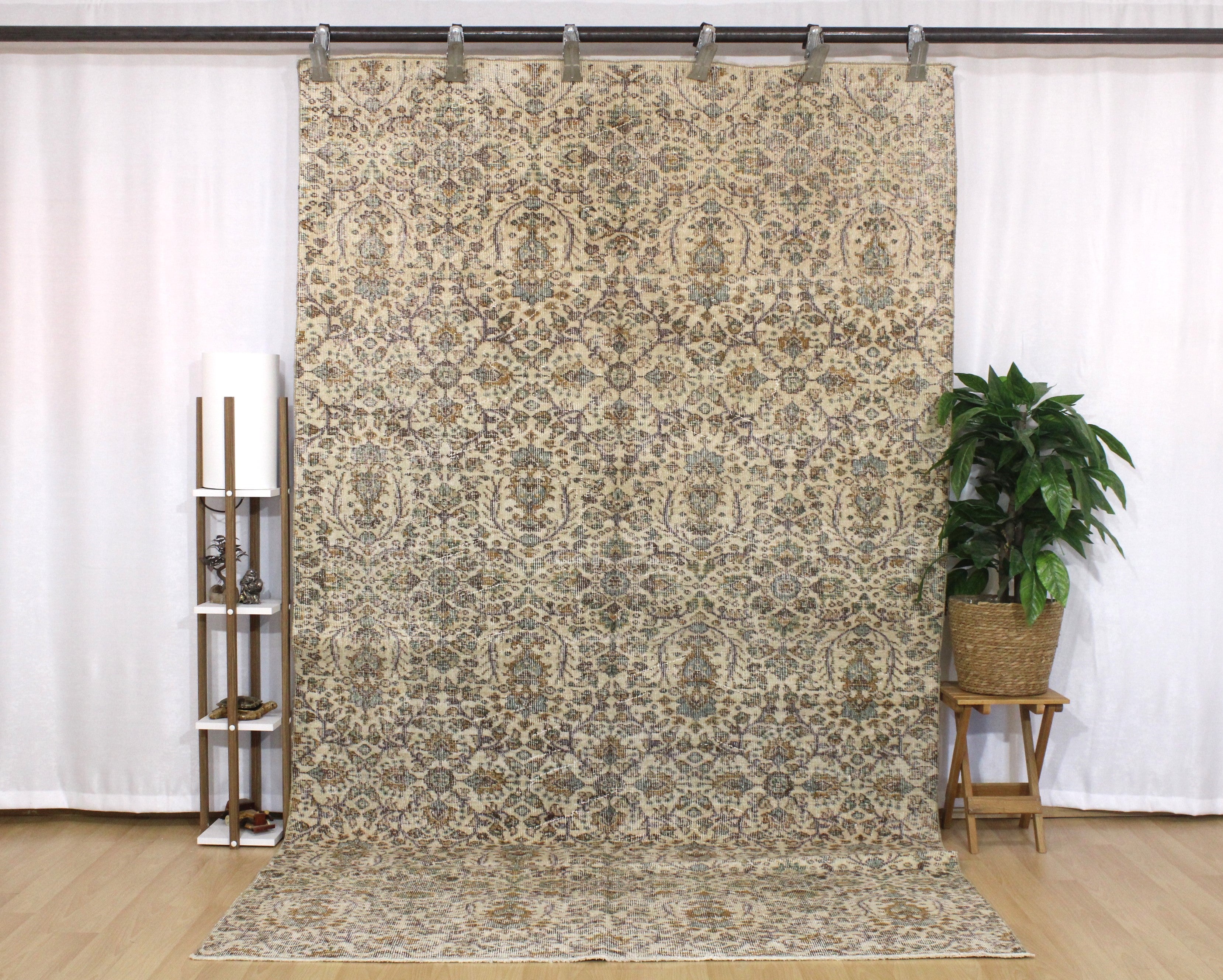 Turkish Vintage Hand-Knotted Wool Rug