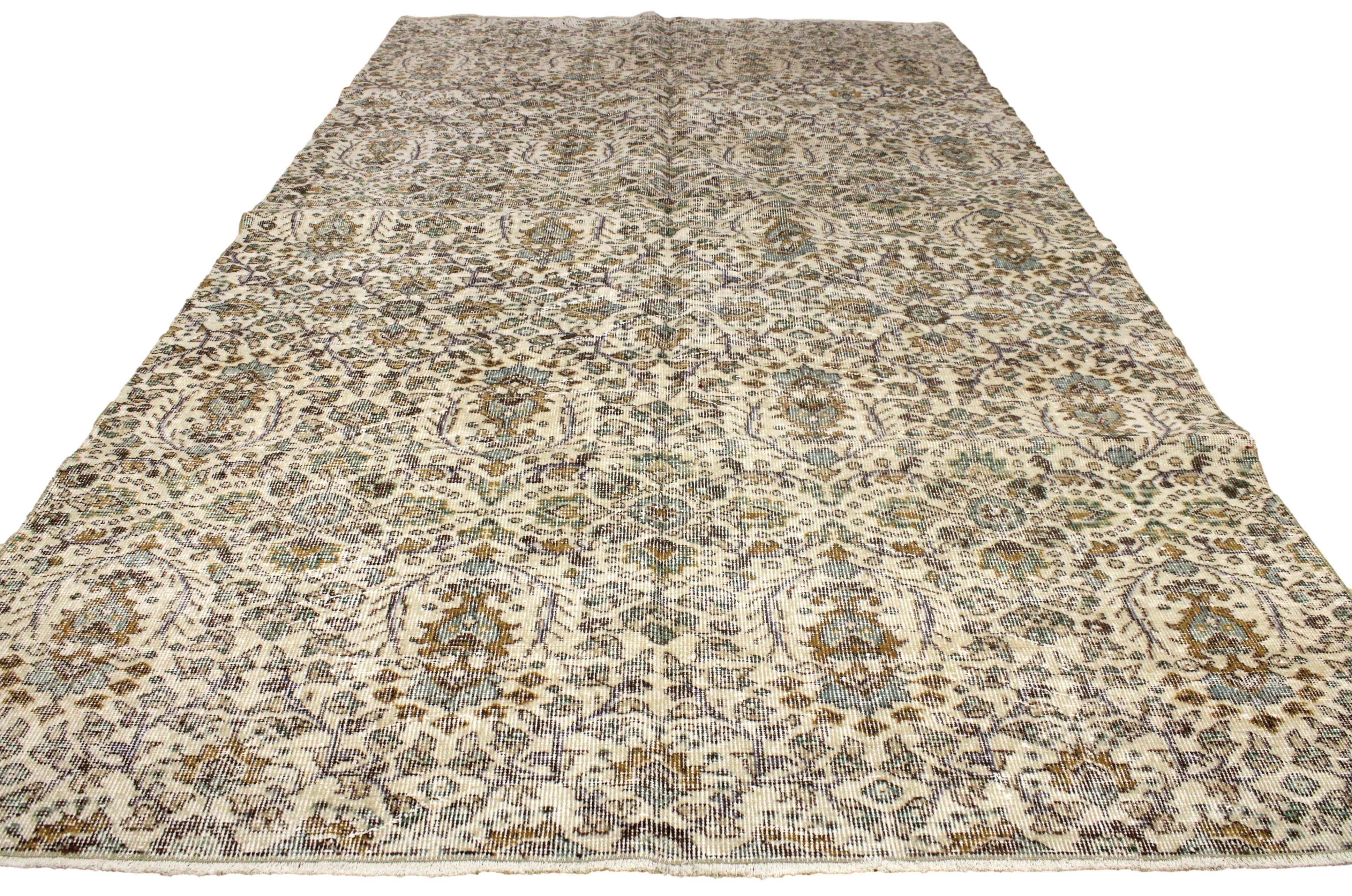 Turkish Vintage Hand-Knotted Wool Rug