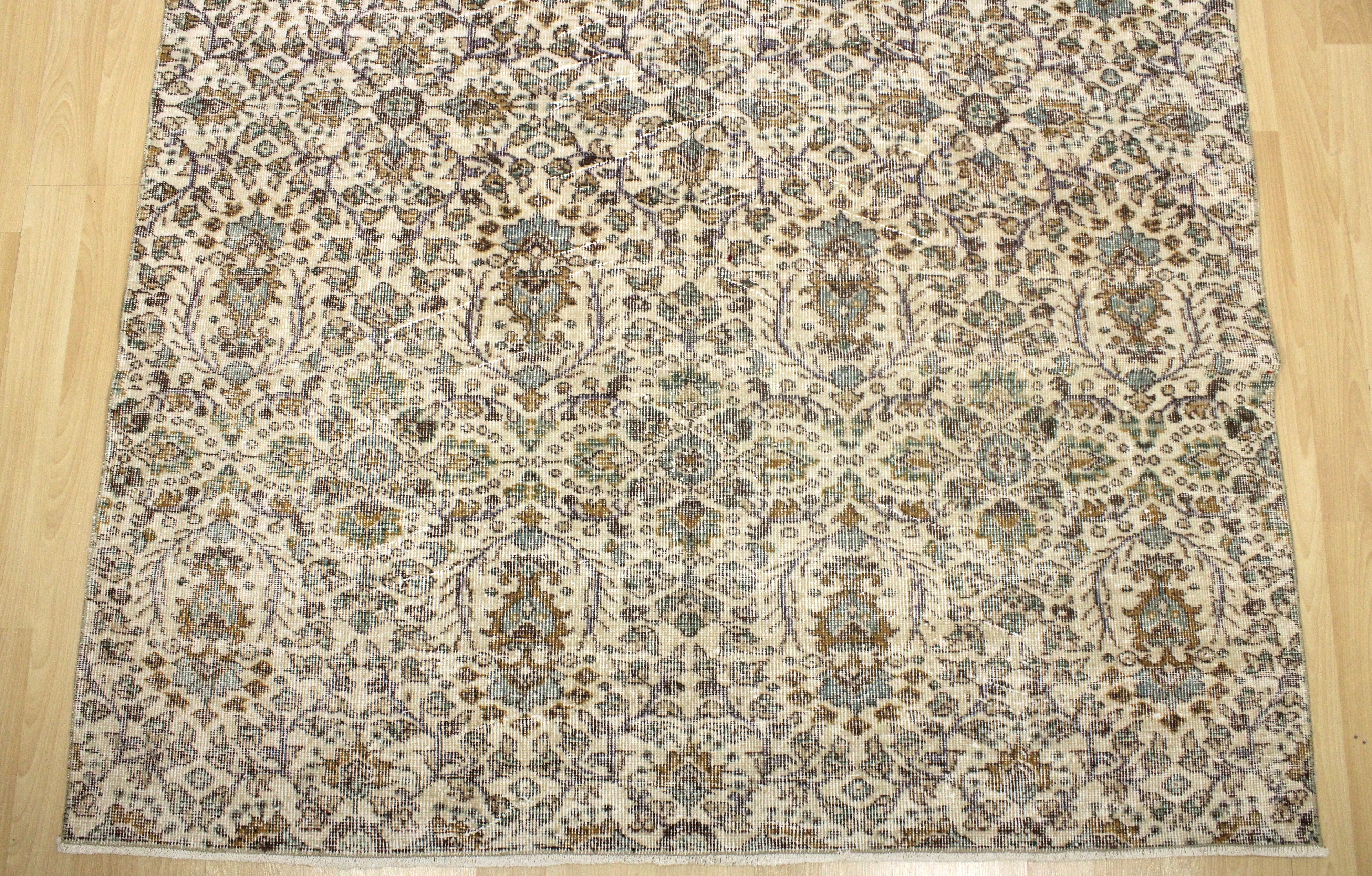 Turkish Vintage Hand-Knotted Wool Rug