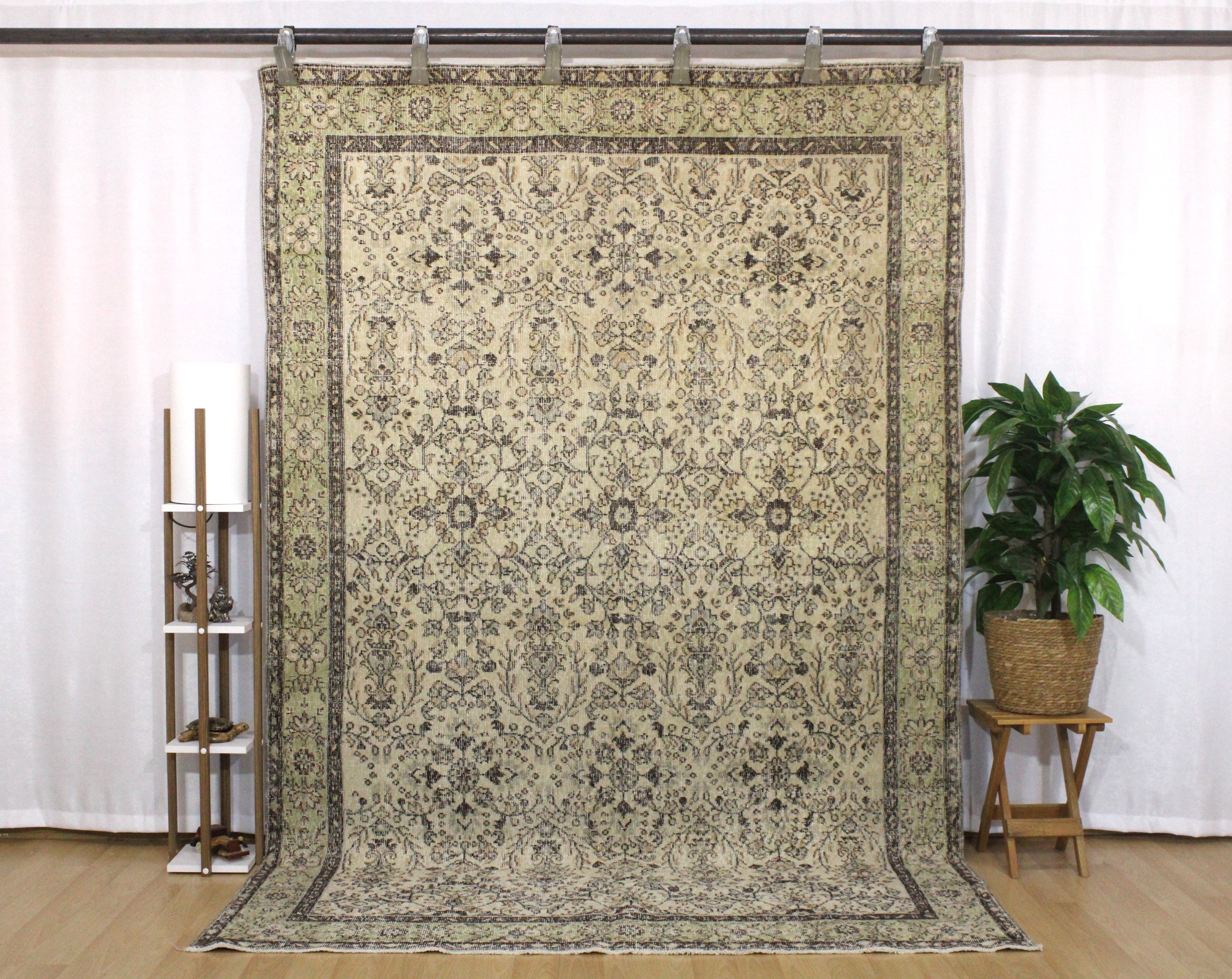 Turkish Vintage Hand-Knotted Wool Rug