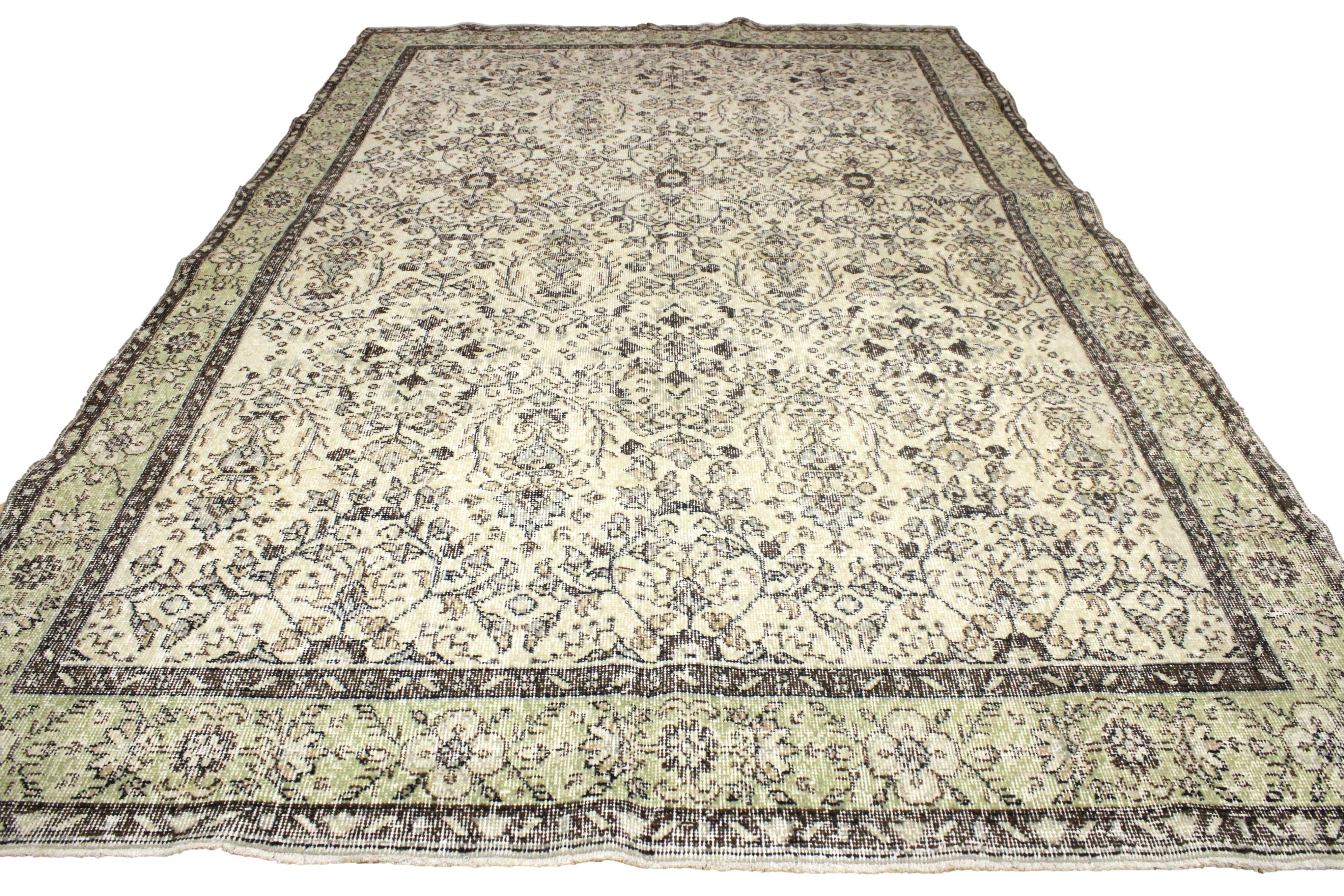 Turkish Vintage Hand-Knotted Wool Rug