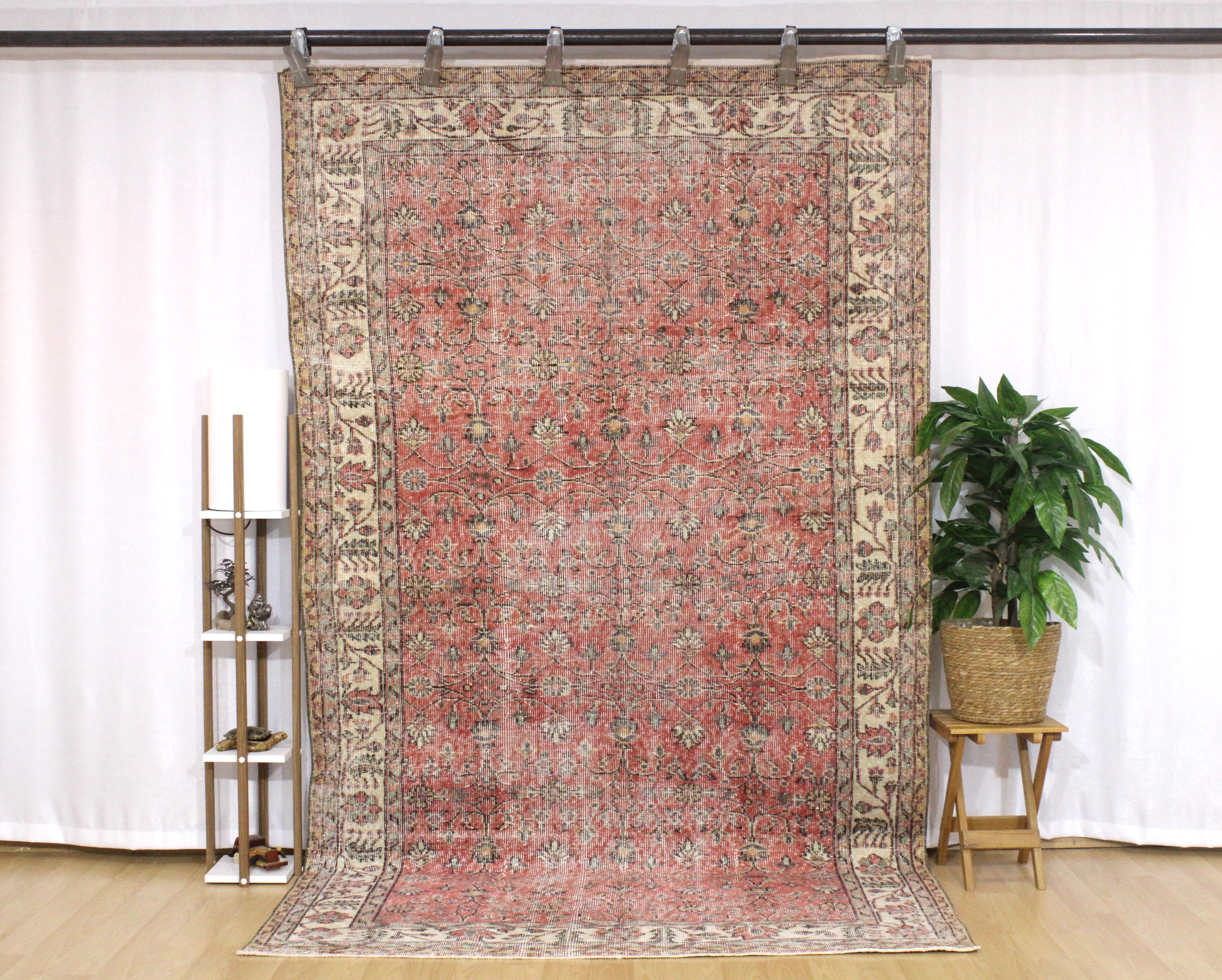 Turkish Vintage Hand-Knotted Wool Rug