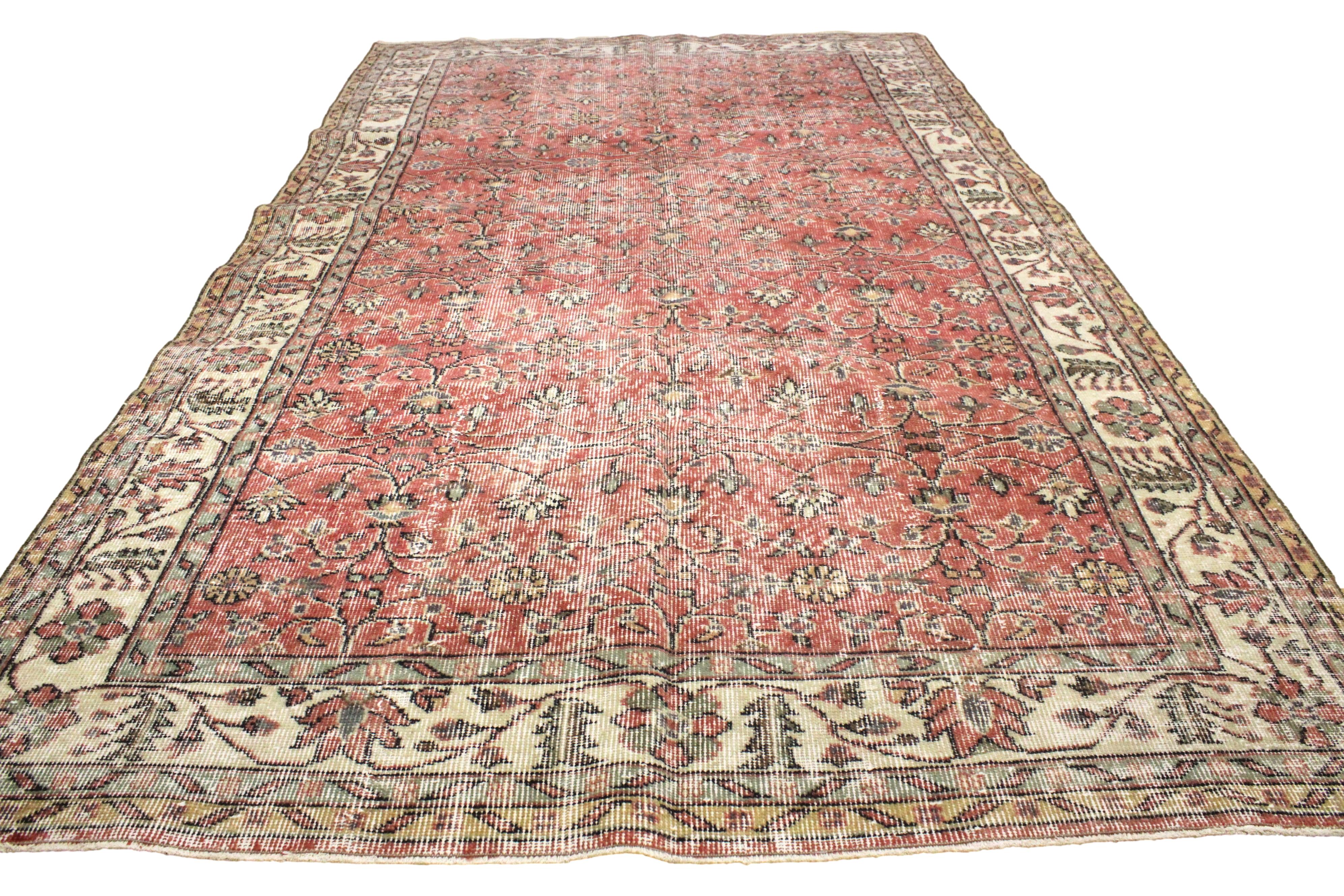 Turkish Vintage Hand-Knotted Wool Rug