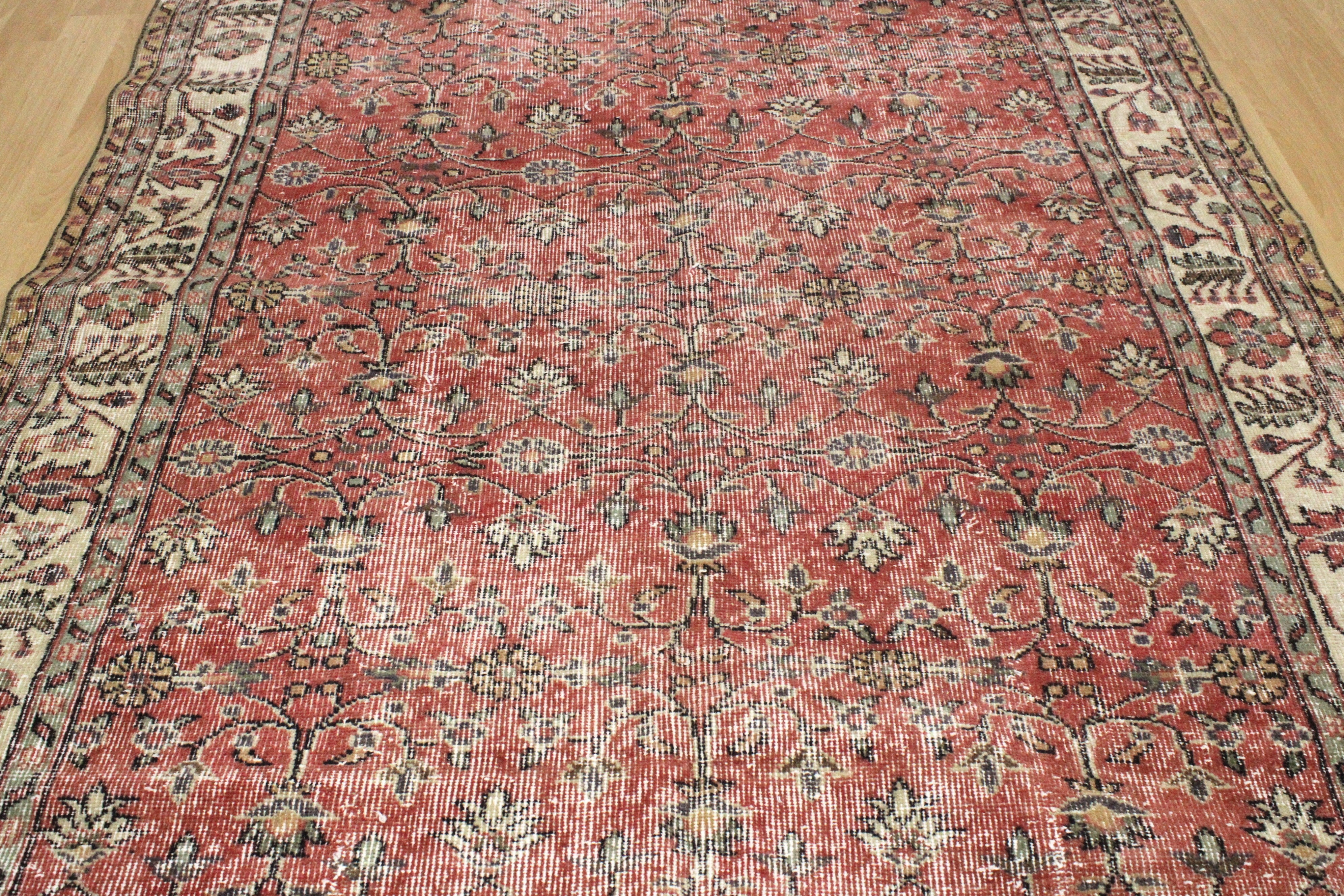 Turkish Vintage Hand-Knotted Wool Rug