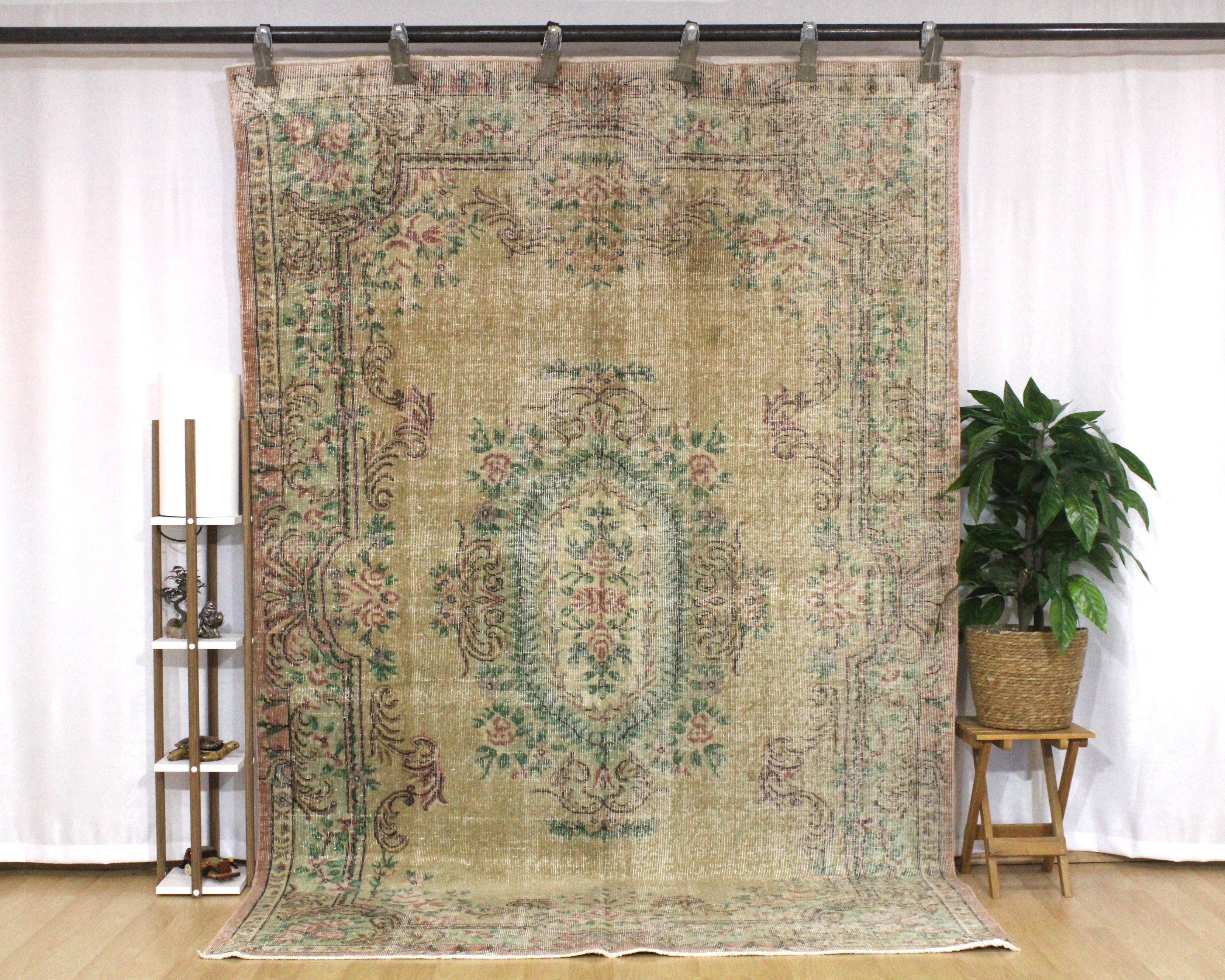 Turkish Vintage Hand-Knotted Wool Rug