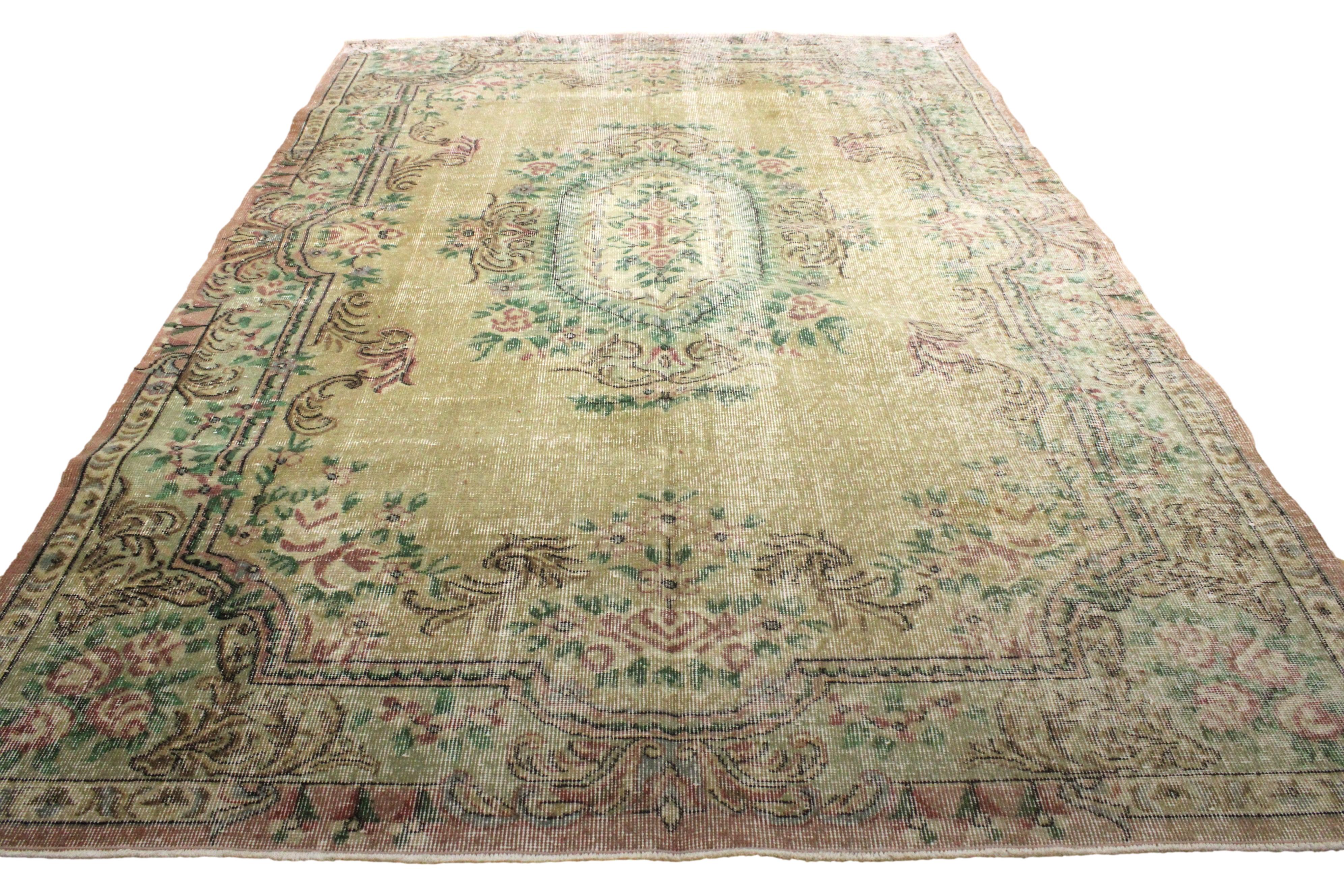 Turkish Vintage Hand-Knotted Wool Rug